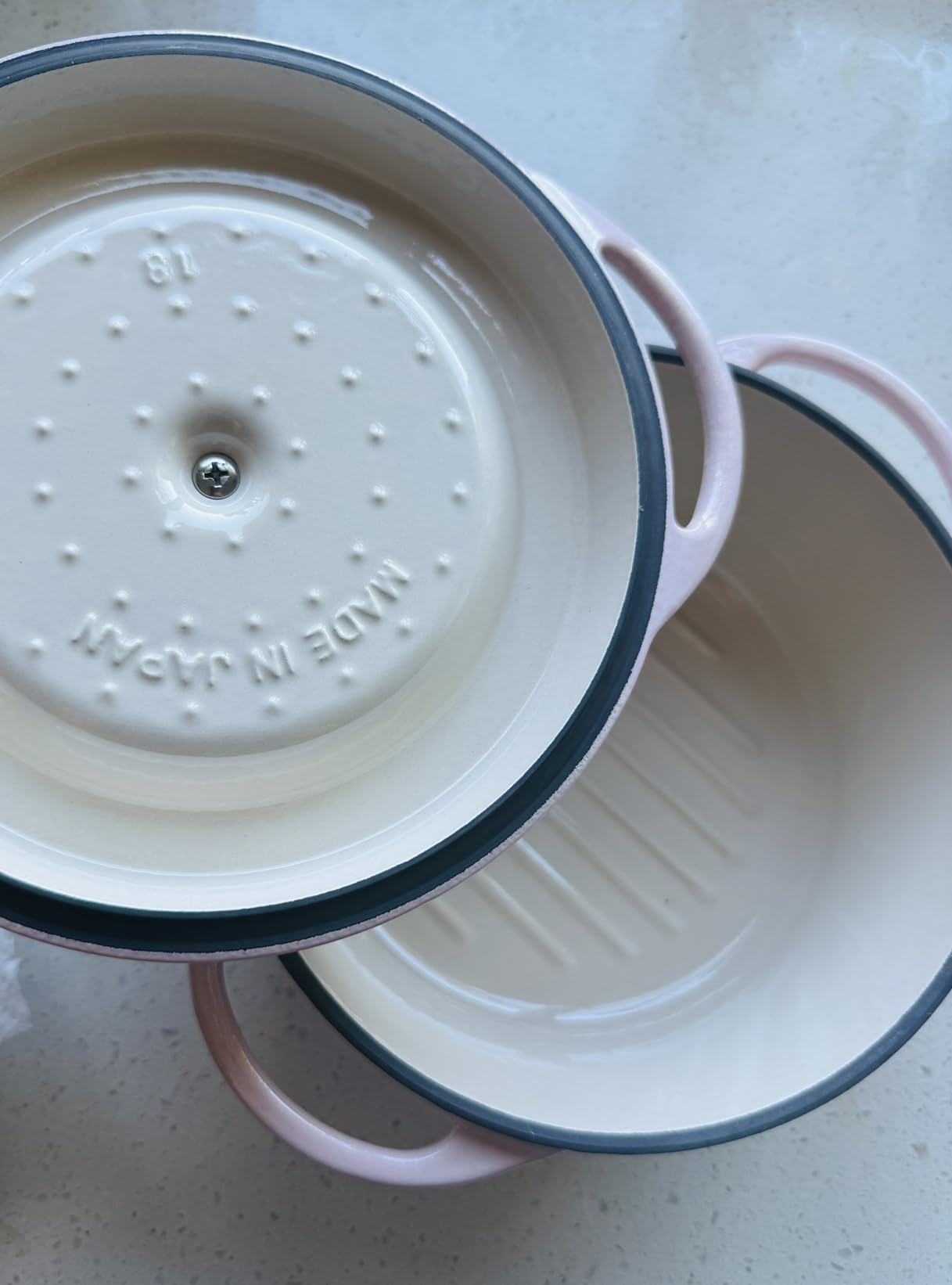 Vermicular Oven Pot 26cm (5.3qt), Enameled Cast Iron Pot - Pearl Pink | Non-toxic cookware, Oven-Safe & Induction-Compatible, Dutch Oven, 10.2