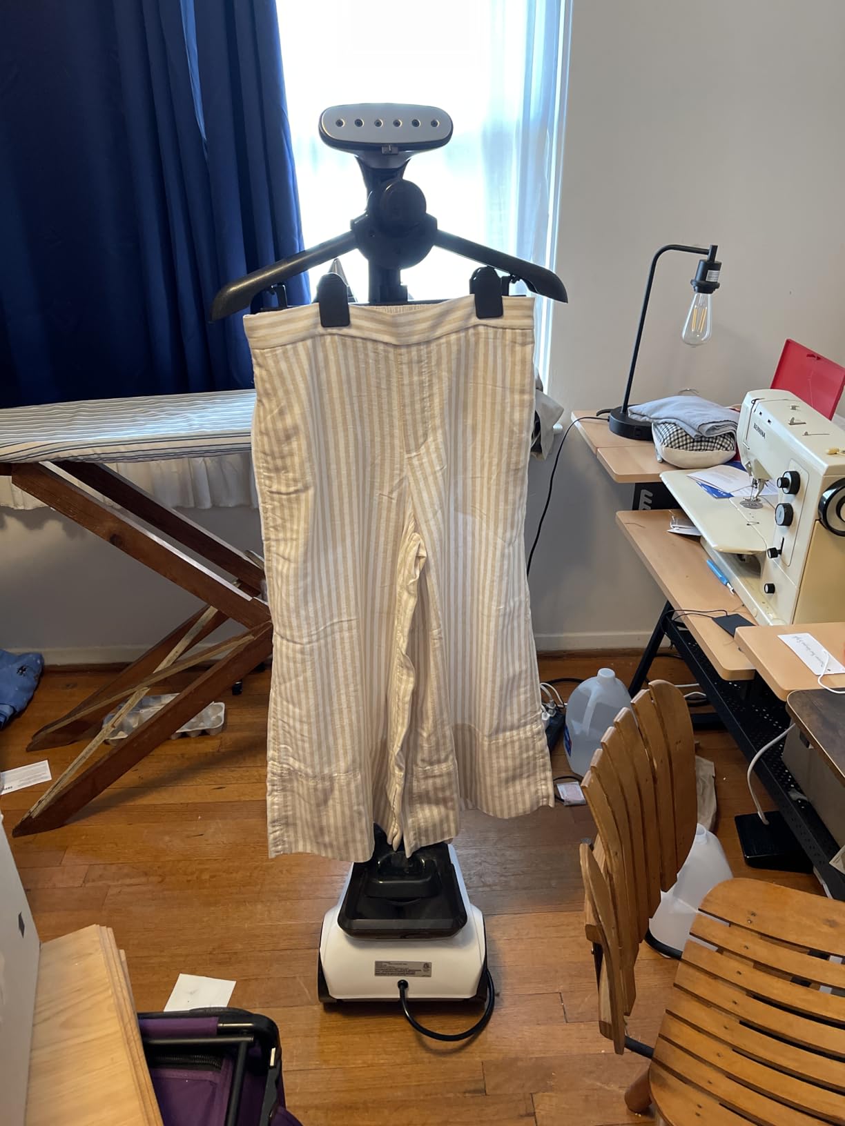 SALAV Commercial-Grade Standing Garment Steamer for Clothes with Auto-Off Safety 1800W Powerful Steam X-Large 3L Water Tank, 90-Min Continuous Use, Pedal-Control System, Beeps when Out of Water, Navy customer photo 2