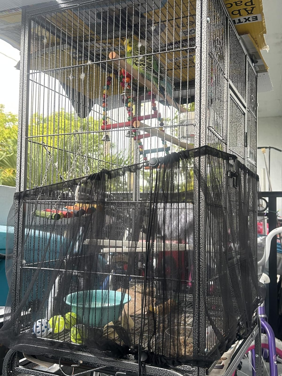 VINGLI 53-inch Bird Cage with Wheels, Durable Wrought Iron Parakeet Cage with Slide Out Tray, Black Bird Cages for Parakeets/Lovebird/Cockatiels/Budgies and Other Small/Medium Birds customer photo 2