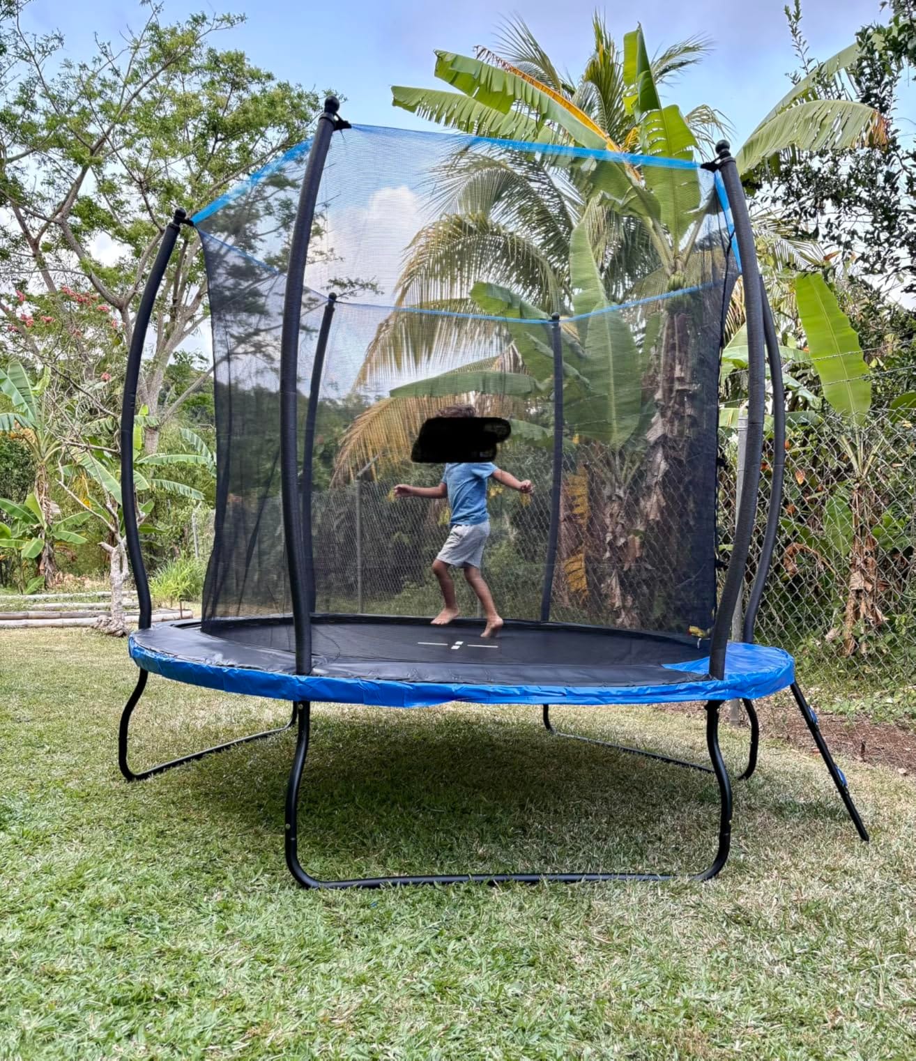 YUMPIE Outdoor Trampoline with Net and Ladder 8FT 10FT 12FT 14FT 16FT | ASTM Approval, Quick Connect Frame, Foam Curved Poles, Snap Frame Install, Carbon Steel Springs customer photo 1