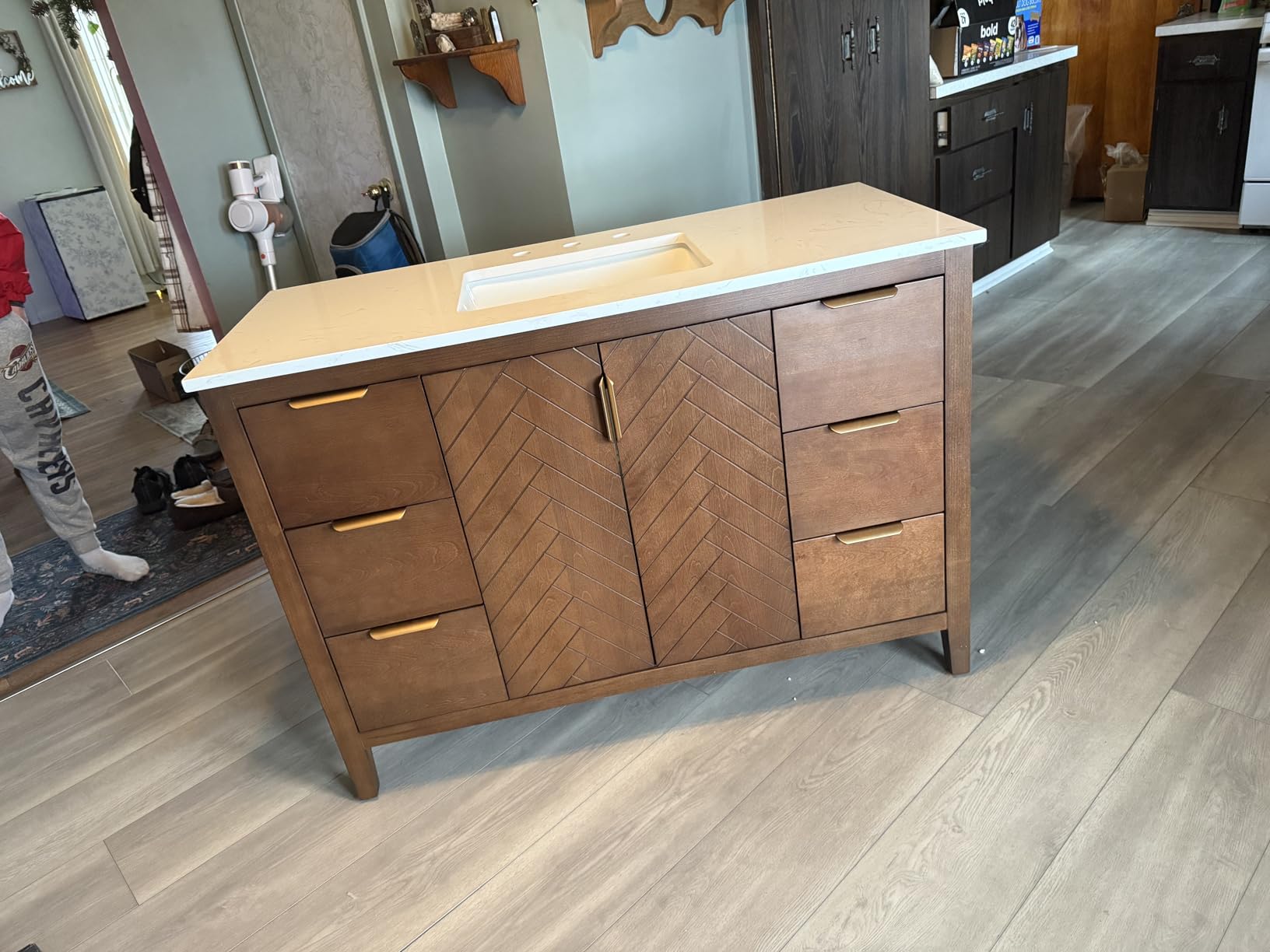 48 Inch Bathroom Vanity with Sink, Modern Steel Blue Bathroom Vanities with Soft Closing Doors & Dovetail Drawers, Quartz Countertop, No Assembly Required customer photo 2