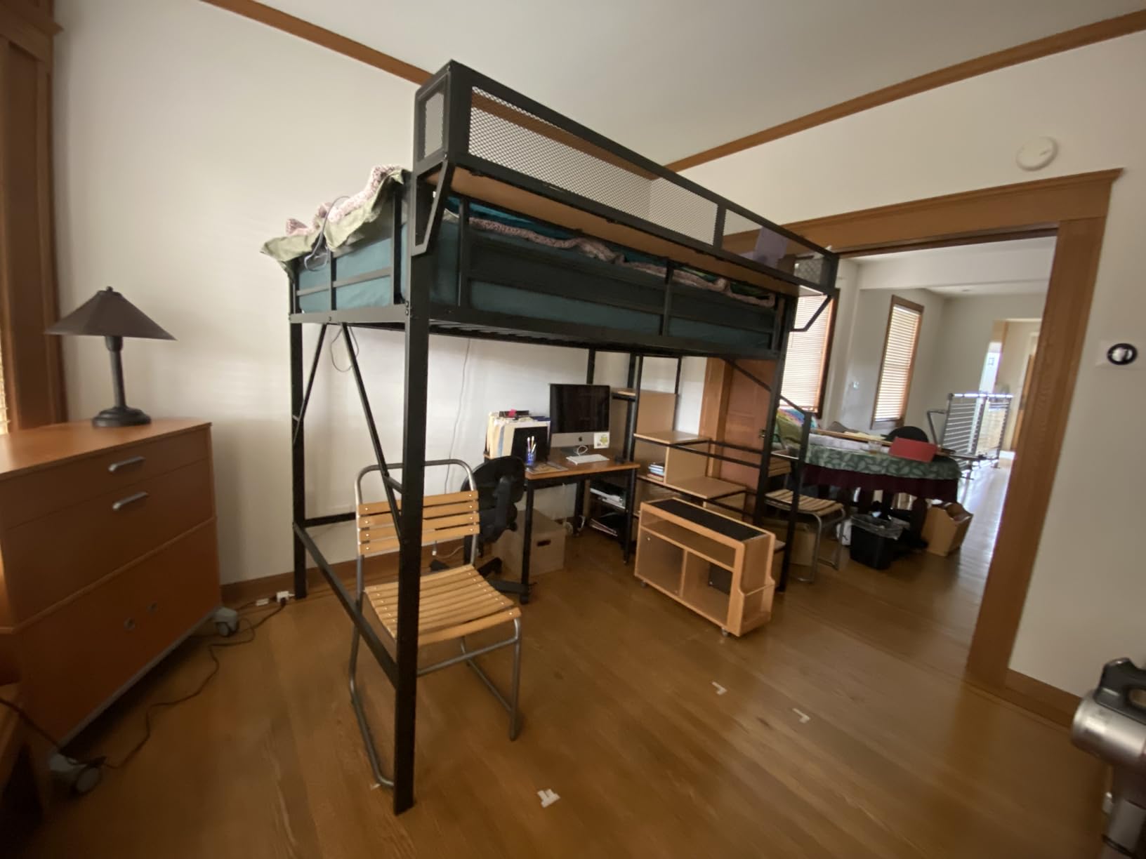 Mirightone Full Size Loft Bed with Stairs and Storage, Metal Loft Bed Frame with Bedside Shelf and Large Under-Bed Space, Heavy-Duty Bed for Adults Teens and Kids, Convertible Staircase, Black customer photo 1