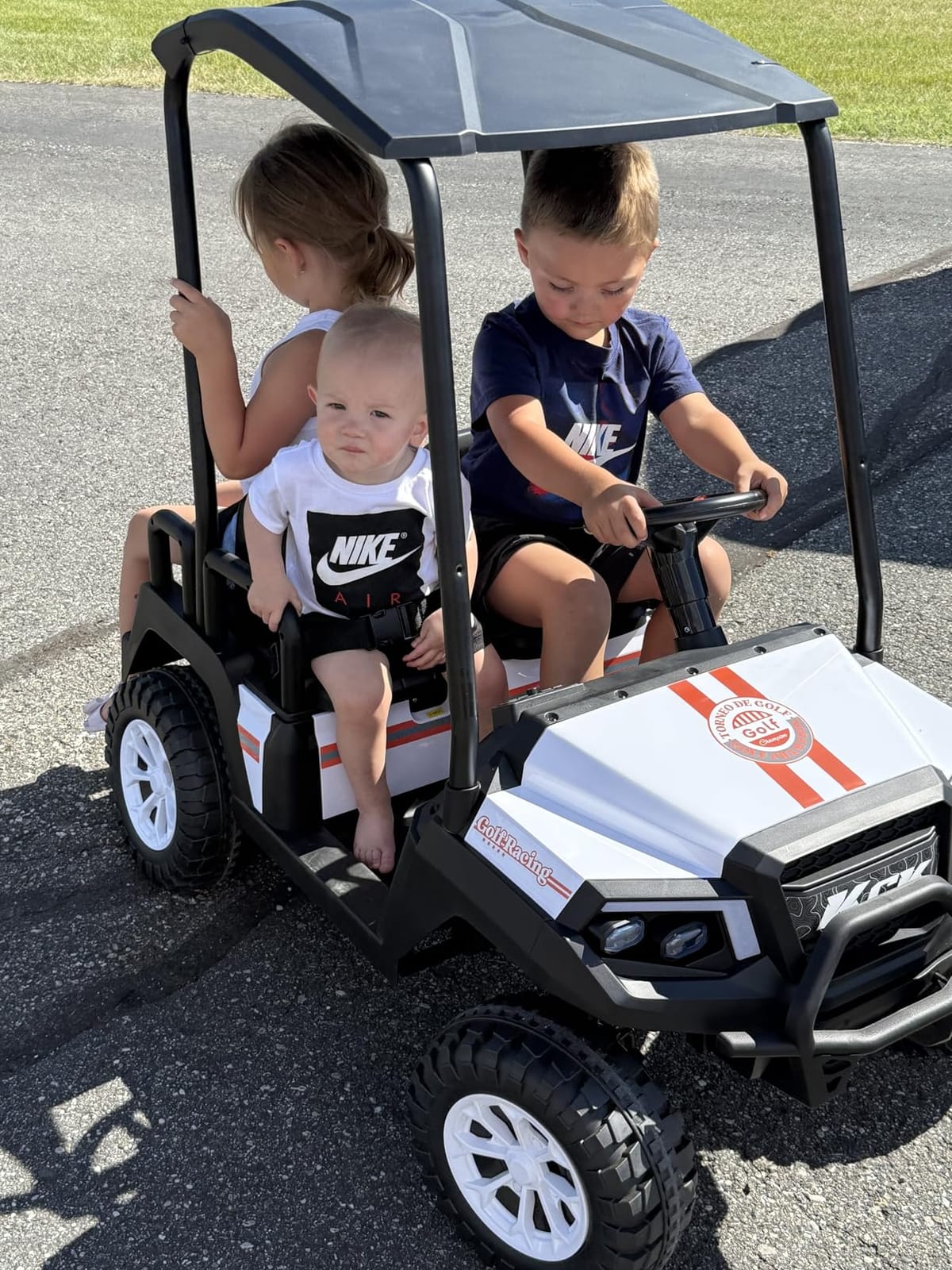 LIGIANT 24V Ride on Car for Big Kids, 4-Seaters Kids Golf Cart, Max. Capacity: 264 Lbs(4 Kids), 4WD Kid's Car w/Remote Control, Detachable Awning, Spring Suspension, Music/Story/Power Display customer photo 2