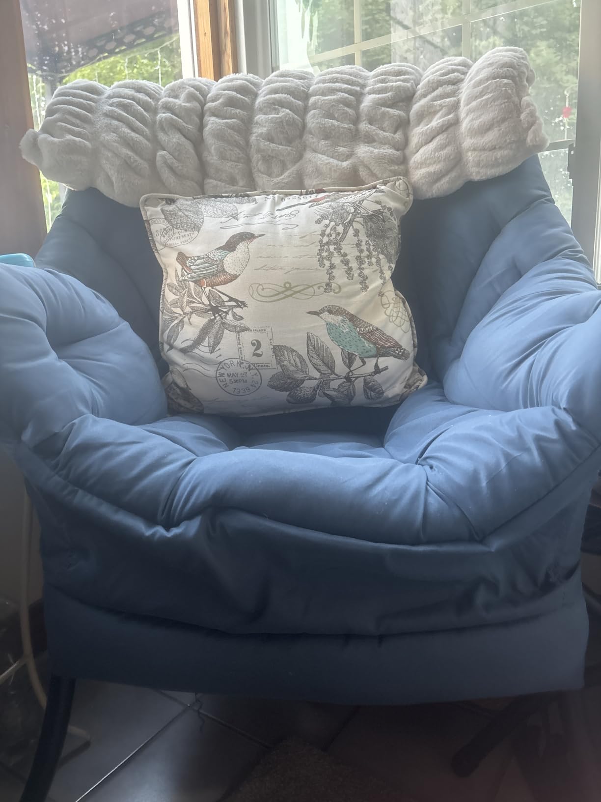 Furlide Lazy Chair with Ottoman, Comfy Fabric Accent Lounge Arm Chair with Lumbar Pillow and Folding Footrest, Reading Leisure Sofa Armchair for Bedroom, Living Room, Dorm, Dark Grey customer photo 2