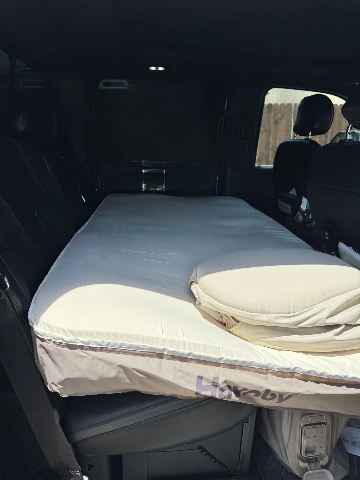 Havnby SnugNest Inflatable Pickup Truck Mattress for Ford Rear Cab | TPU Air Foam Backseat Bed, Gap-filling Air Columns, Built-in Rechargeable Pump, 70s Setup, True Flat for Nap, Camping, Road Trips customer photo 2
