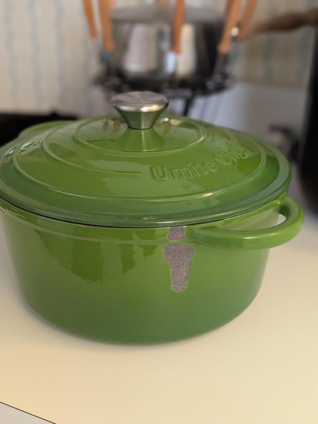 Enameled Cast Iron Dutch Oven - Umite Chef 5QT Pot with Lid & Cotton Potholders - Heavy-Duty Cookware for Bread Baking, Braising, Stews, Roasting (Red) customer photo 1