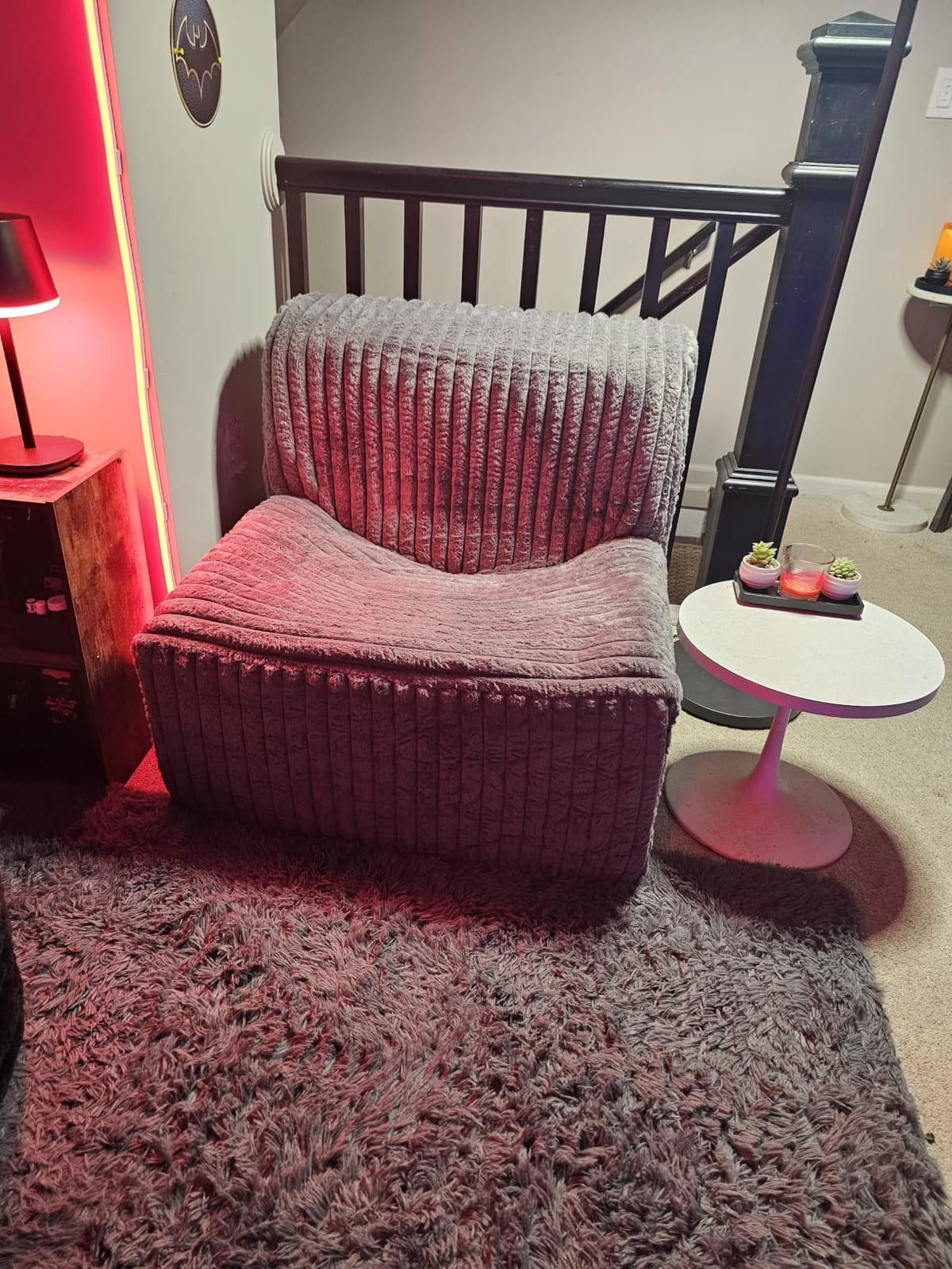 Trenda 32'' Armless Accent Chair, Boneless Space-Saving Reading Chair | Wide foam seating and cozy faux fur comfort for bedroom, living room, dorm or apartment lounging customer photo 1