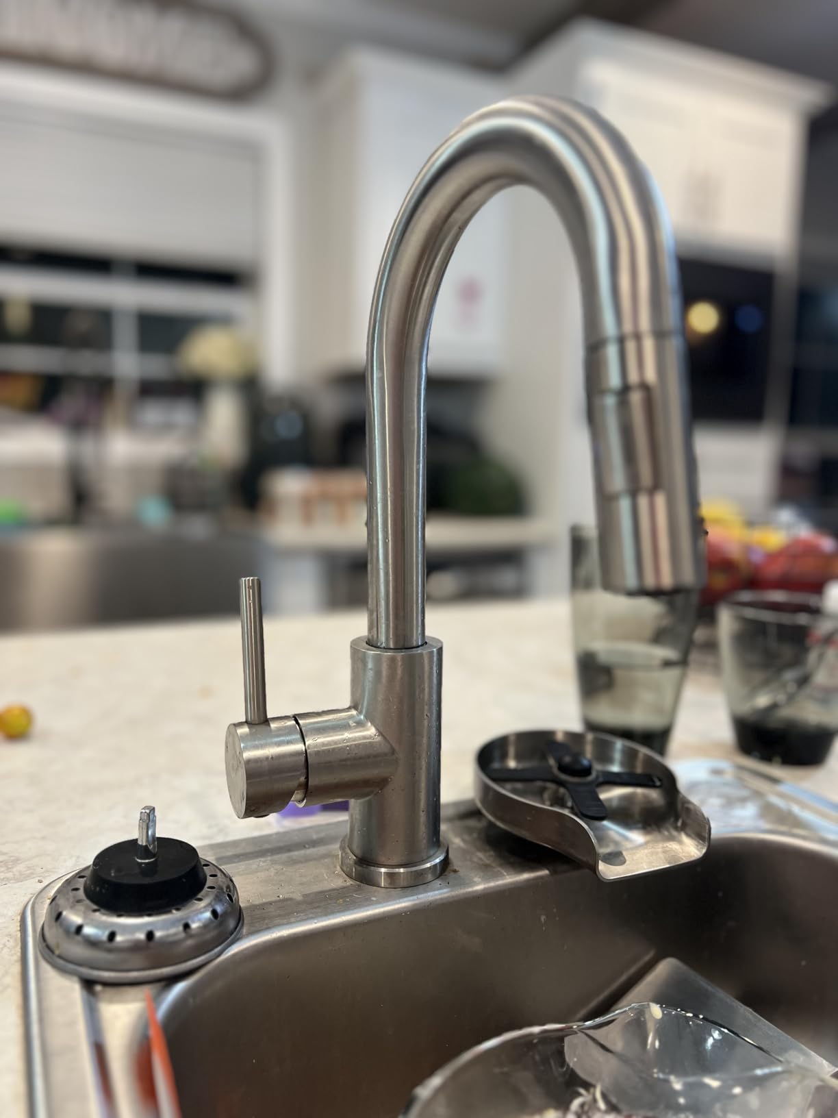 CENOSA Bar Sink Faucet Single Hole with Pull Down Sprayer Brushed Gold | Hot and Cold Prep Wet Sink Faucet Single Handle customer photo 2