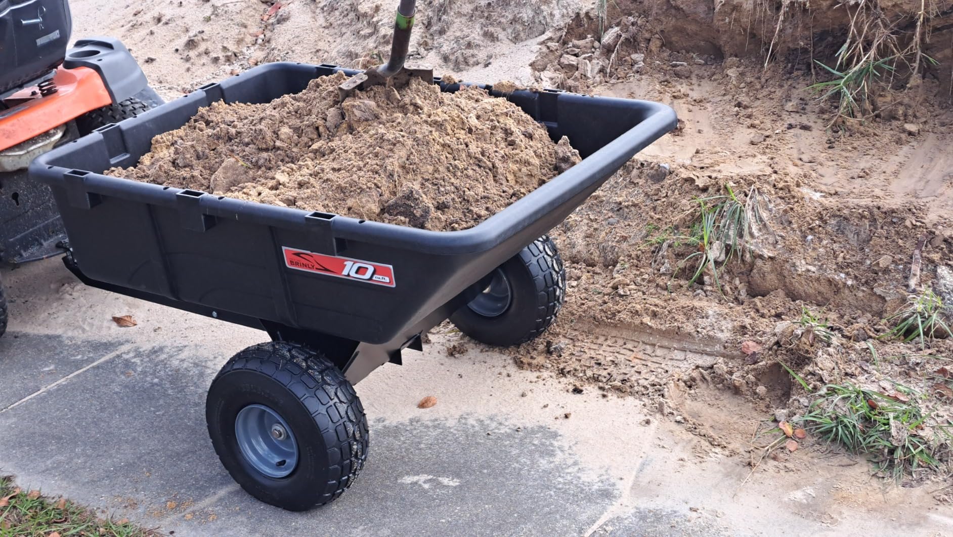 Brinly 10 cu.ft. 650lb Heavy Duty Tow-Behind Poly Utility Cart & Dump Trailer with Magnetic Hitch Pin & Compression Molded Bed customer photo 2