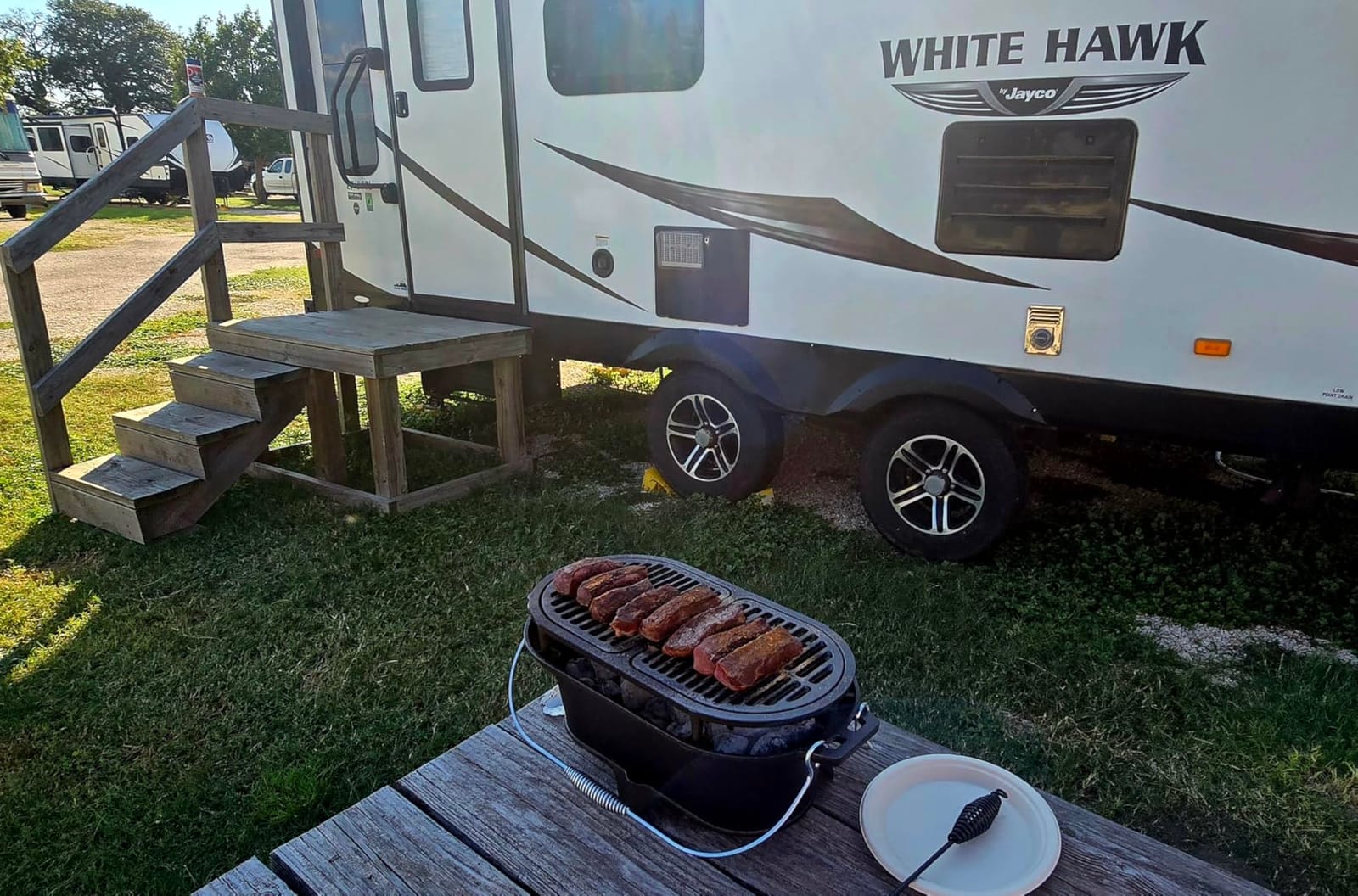 VIVOHOME Rectangle Cast Iron Charcoal Grill with Double-Sided Grate, Portable Outdoor BBQ Grill, Compact Tabletop Grill Stove customer photo 1