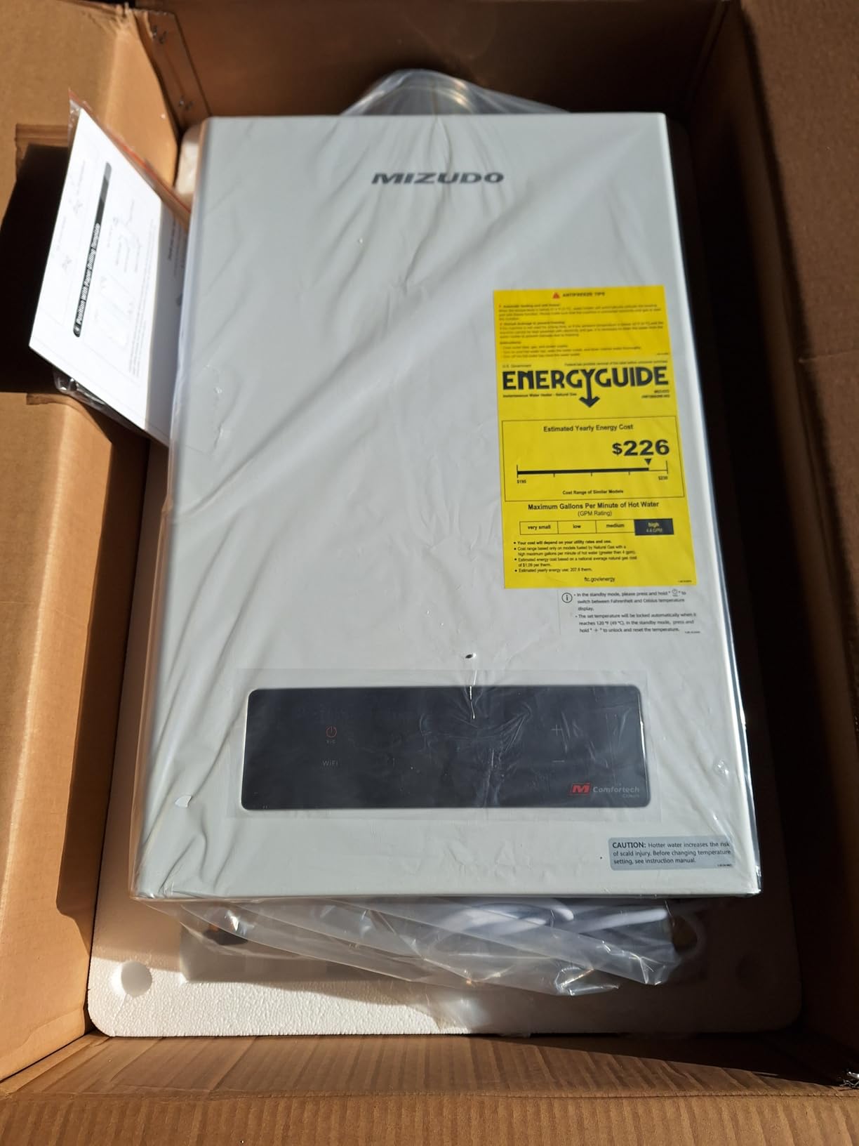 MIZUDO 180,000 BTU Natural Gas Tankless Water Heater, Max 7.9 GPM, Indoor | WiFi&APP Control Non-Condensing 3-5 outlets points ±1°F Temperature Stability CSA for Large Families Residential Whole House customer photo 2