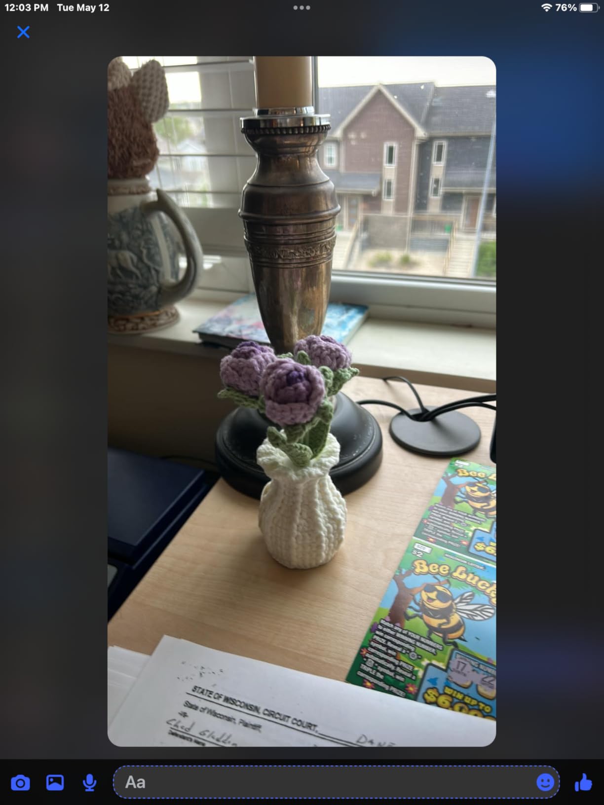 Forget-Me-Not Crochet Flower Potted Plant Gift | Difference You Make Gift, PET Display Box, Teacher Appreciation, Coworker, Employee, Thank You Gift, Handmade Desk Decor customer photo 2