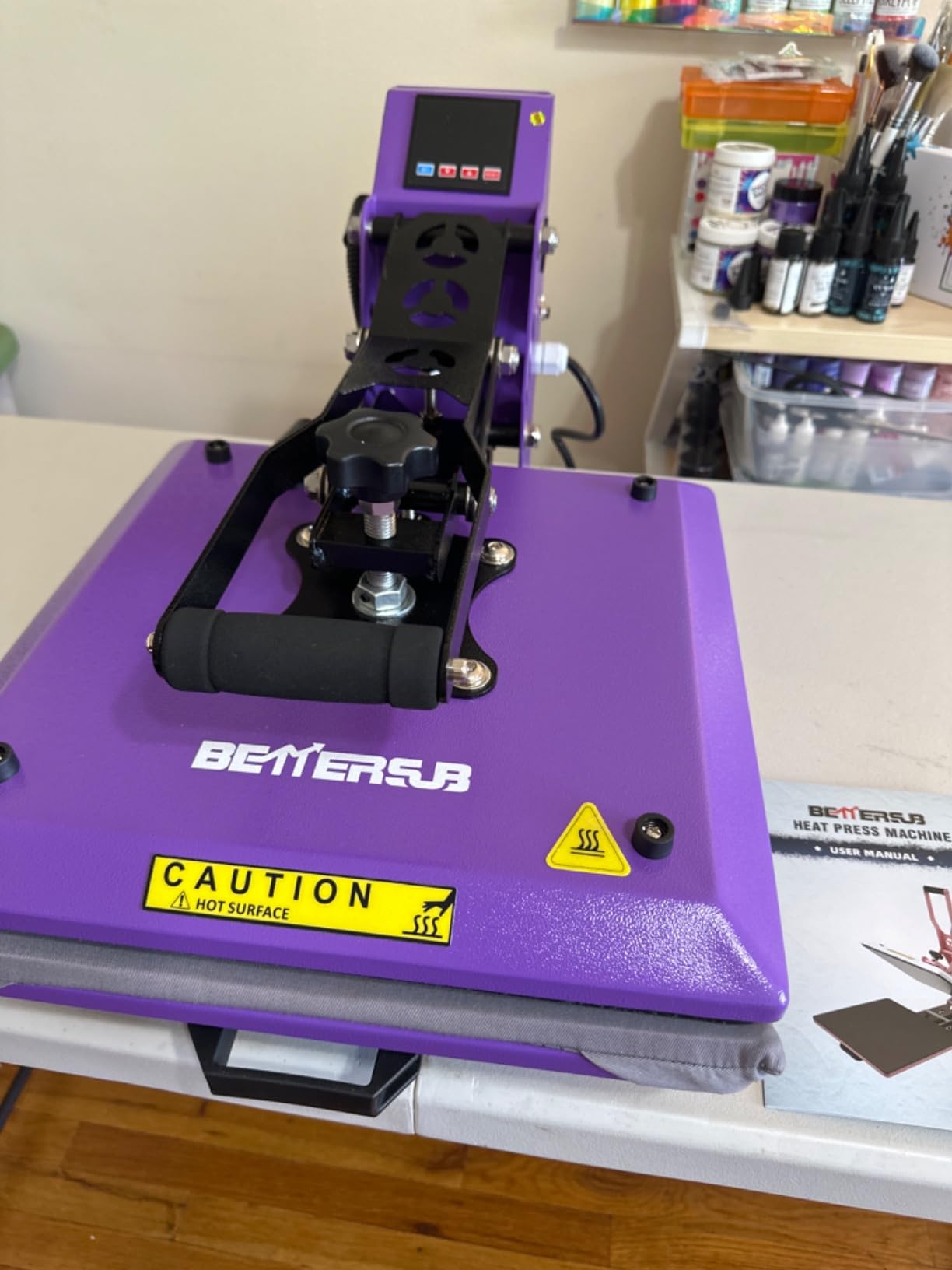 BetterSub 15x15 Inch Heat Press Machine, Digital Slide-Out Drawer Heat Press for T-Shirts, 1000W Clamshell Heat Press for DTF/Sublimation/HTV Transfers, with LCD Control Panel and Pressure Adjustment customer photo 1