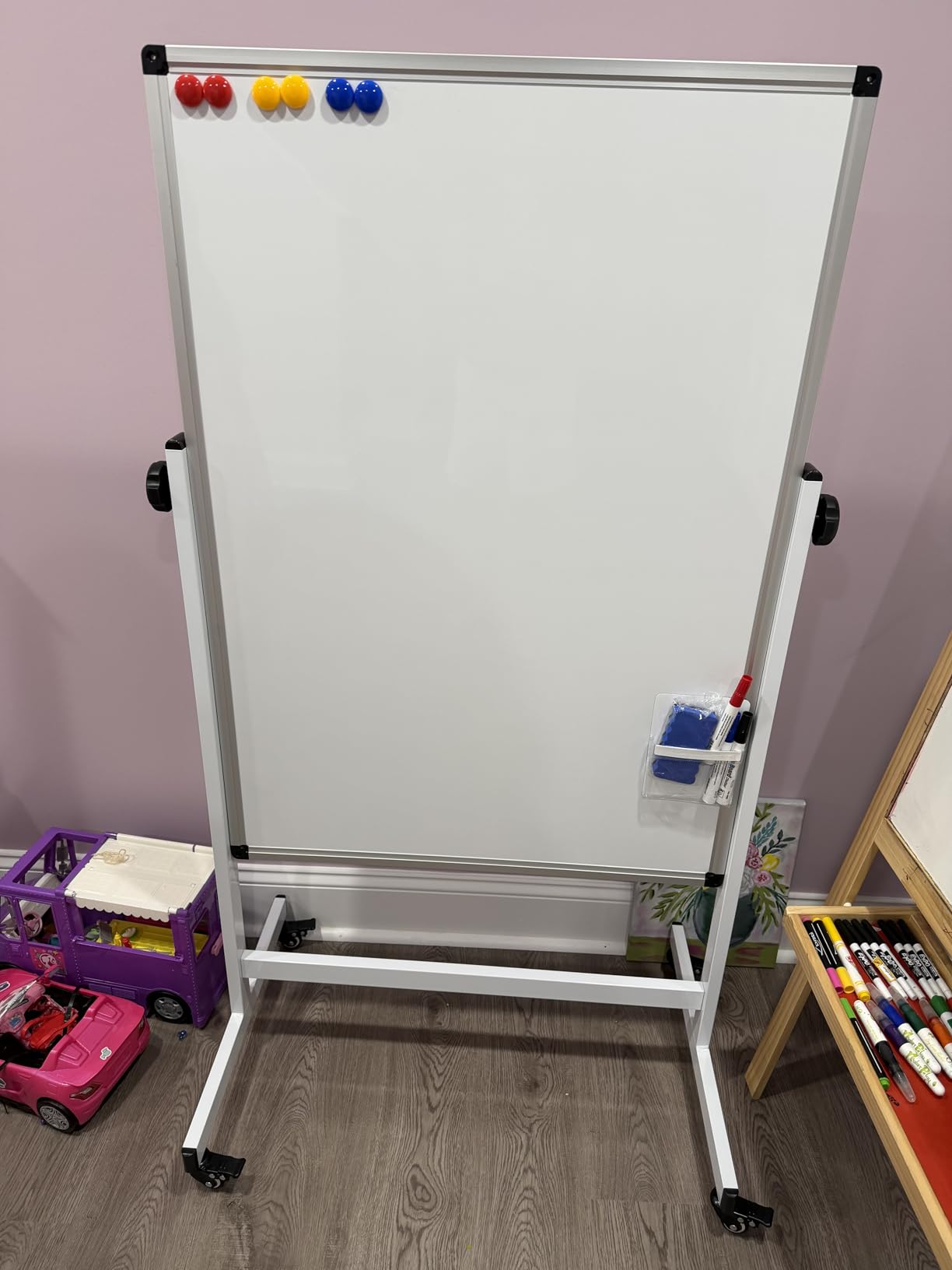 48x32 Rolling Whiteboard on Wheels, Double Sided Magnetic Dry Erase Board | 44-87in Height Range, 360 Rotating Board, Steel Locking Casters, Smooth Magnetic Surface for Office, Classroom and Meetings customer photo 2