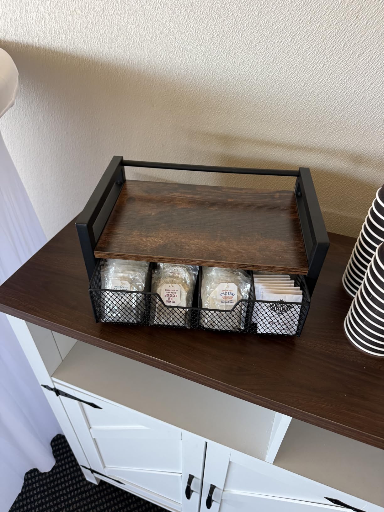 Homode Wood Tea Bag Organizer, Teabag Holder with Drawer, Tea Organizers and Storage Box, 8 Compartments Tea Caddy Station Chests Display Container for Counter Kitchen, Black customer photo 2