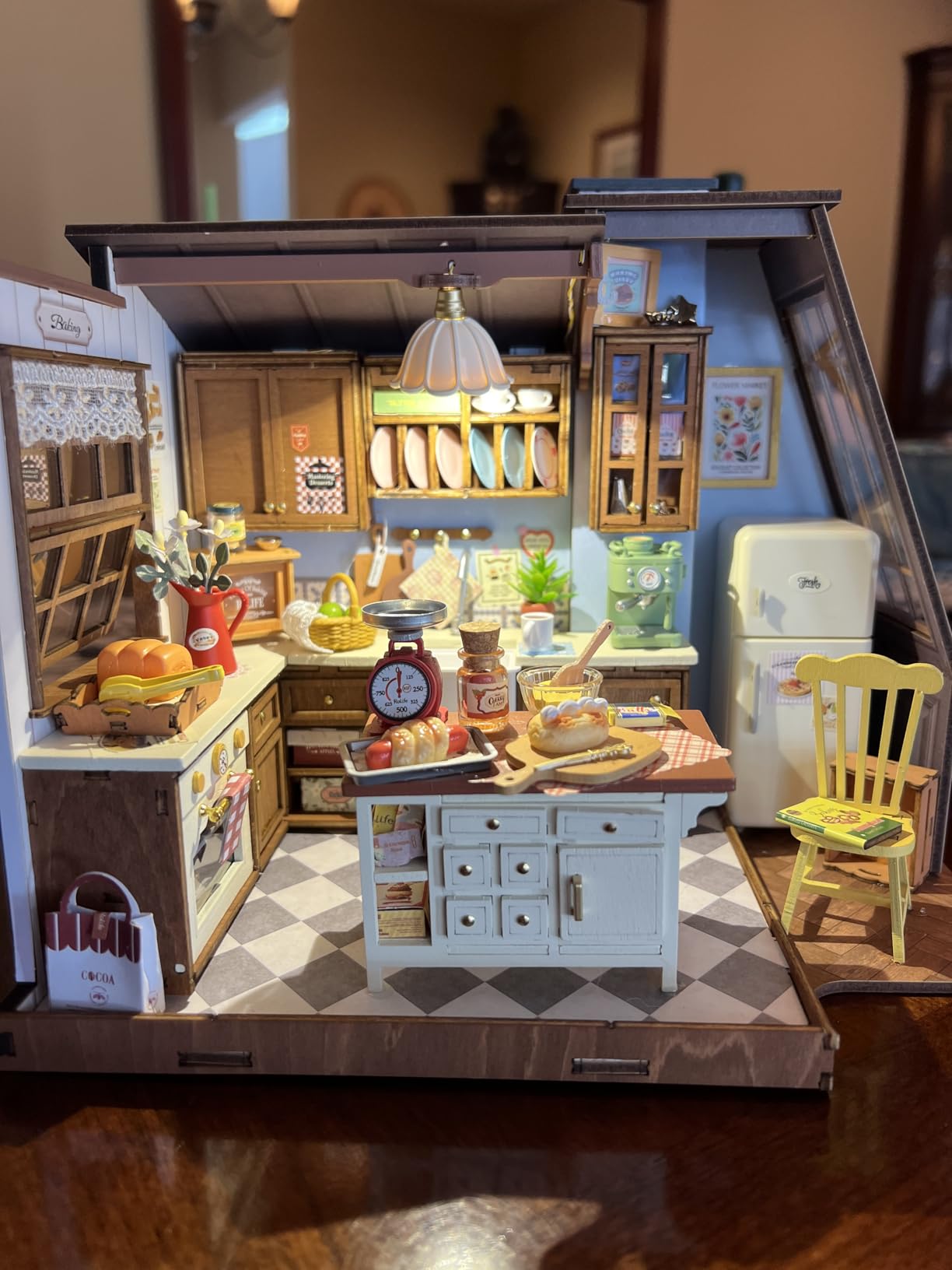Baking Kitchen DIY Miniature Dollhouse Kit Creative Gift for Adults | 1:18 Scale Tiny House with Pitched Roof Window and LED Light, 3D Puzzle Model Kit, Diorama Craft Set for Home Decor Display customer photo 2