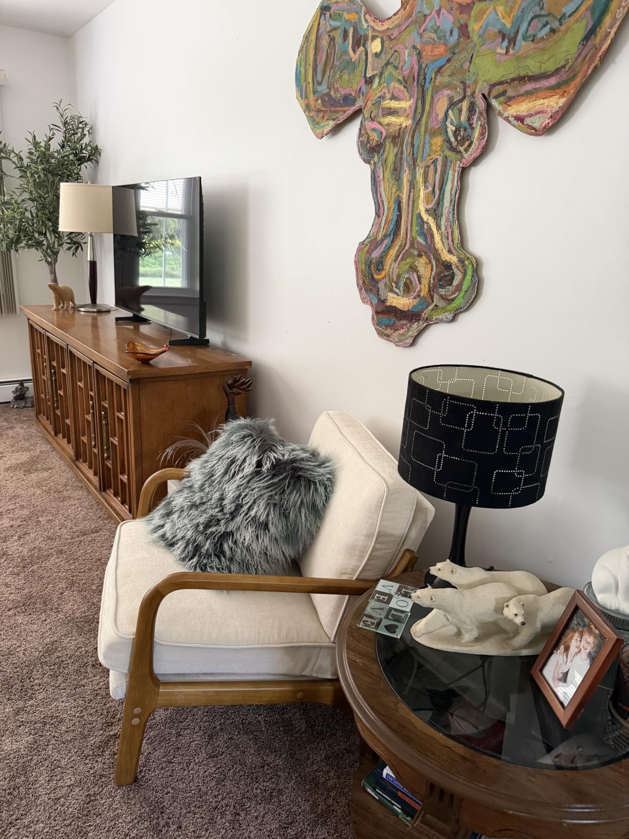 VINGLI Chenille Mid-Century Modern Accent Chair - Cute Reading Arm Chair with Cushion & Lumbar Pillow & Solid Wood Frame customer photo 2
