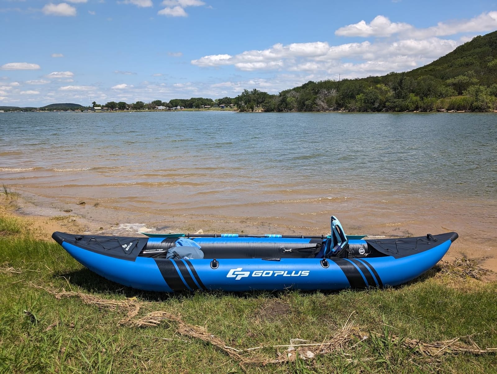 Goplus Tandem Inflatable Kayak, 12.5FT 2-Person Kayak Set for Adults | 507 LBS Weight Capacity, 2 Aluminium Oars, Padded Seat, 2 Fins, Hand Pump, Carry Bag, Repair Kit, Portable Touring Kayaks customer photo 2