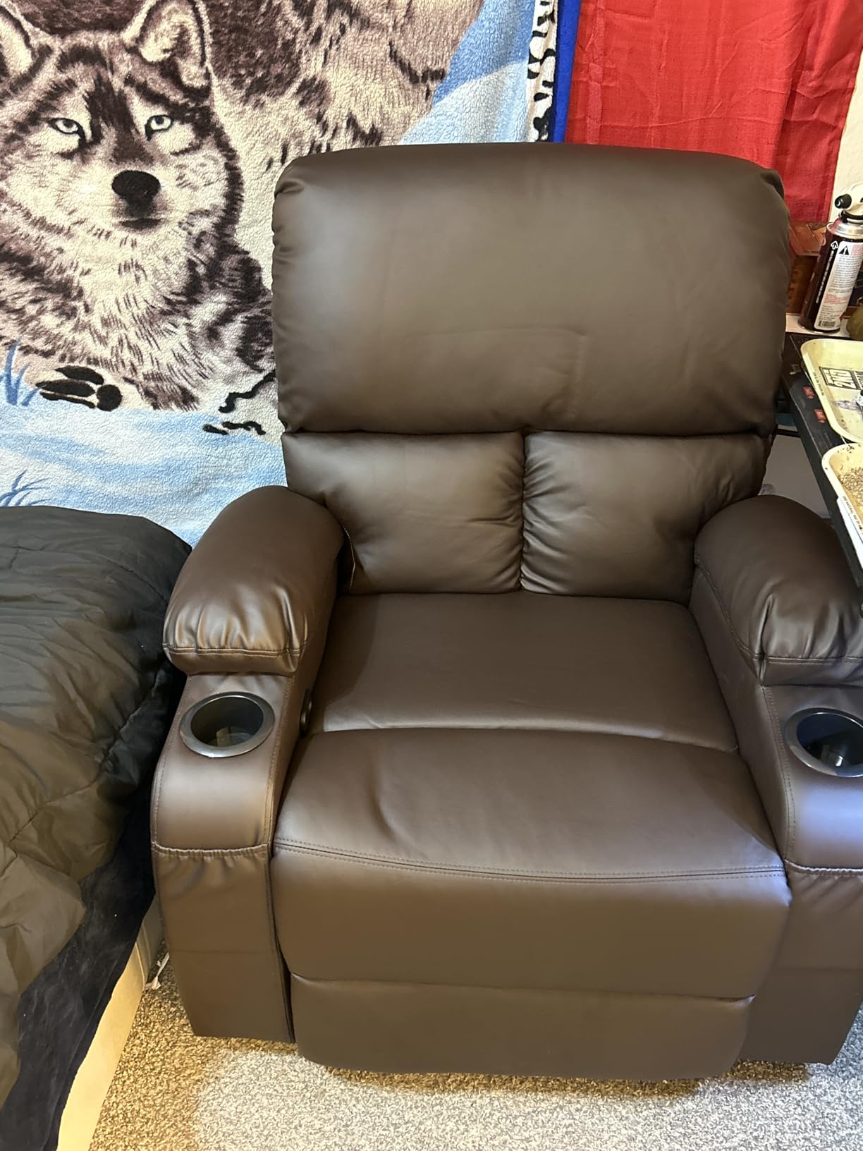 LAFWELL Rocking Recliner Chair, Massage Rocker Recliner Chair with Vibration Massage and Heat, USB and Type-C Ports, 360 Degree Swivel Faux Leather Chairs, Living Room, Bedroom, Nursery, RV, Black customer photo 1