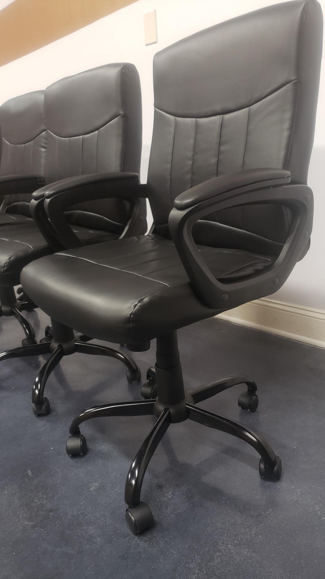 CLATINA Mid Back Leather Office Executive Chair with Lumbar Support and Padded Armrestes Swivel Adjustable Ergonomic Design for Home Computer Desk 8 Pack customer photo 2
