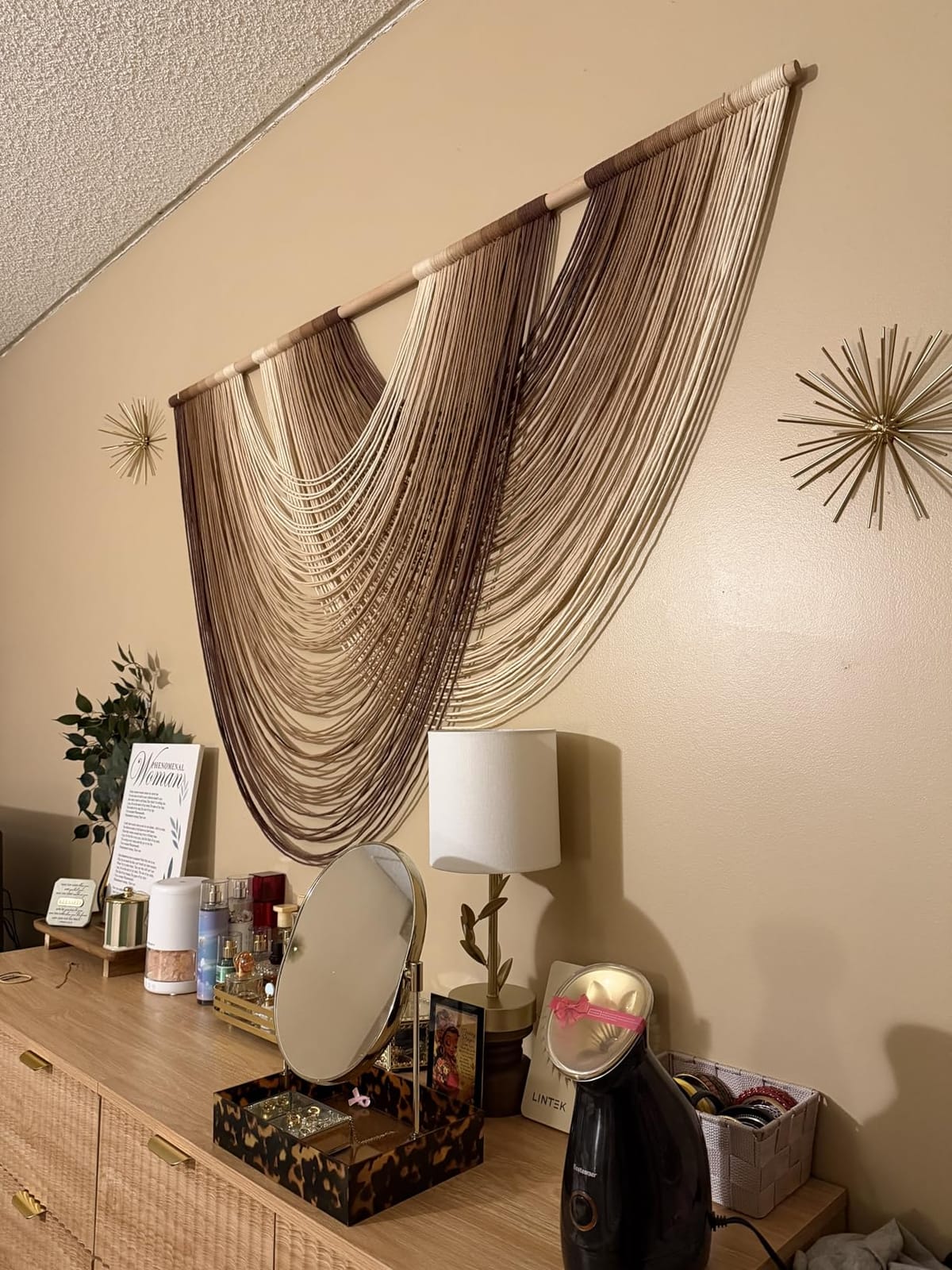 Macrame Wall Hanging Dip Dyed Large Boho Brown Fiber Wall Art 57