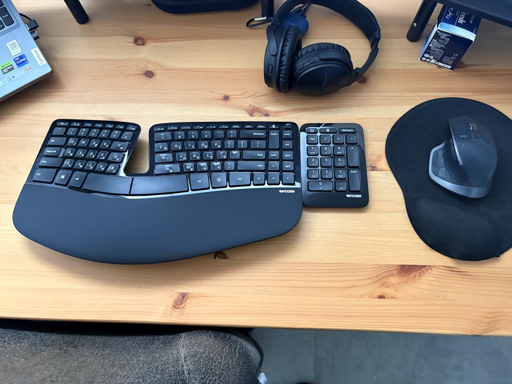 Incase Sculpt Ergonomic Keyboard - Designed by Microsoft - Split Keyset Design, Palm Rest, Contoured Layout, One-Touch Windows Button, AES 128-Bit Encryption, Includes Separate Number Pad - Black customer photo 1