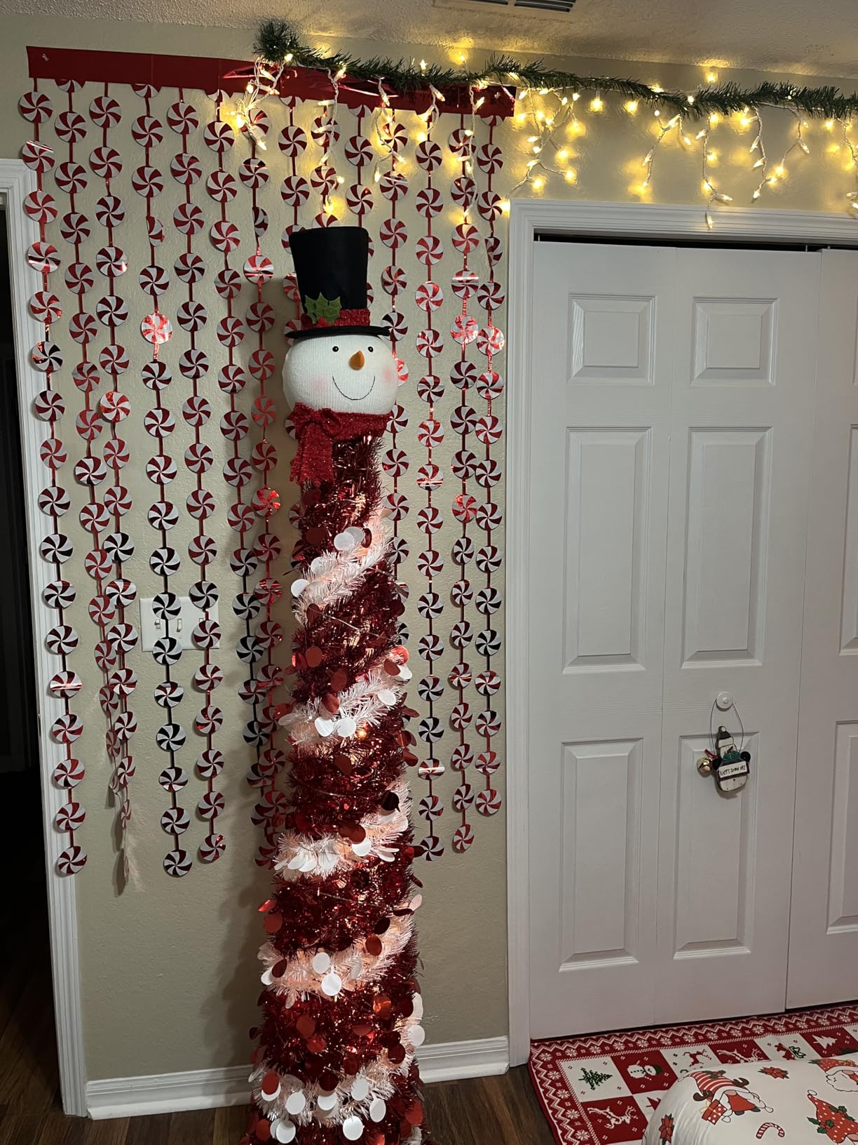 5 FT Pop Up Christmas Tree with Timer Lights and Decorations, Green Artificial Tinsel Christmas Tree with 24 Ball Ornaments, Collapsible Pencil Tree for Home, Office, Holiday Party customer photo 1