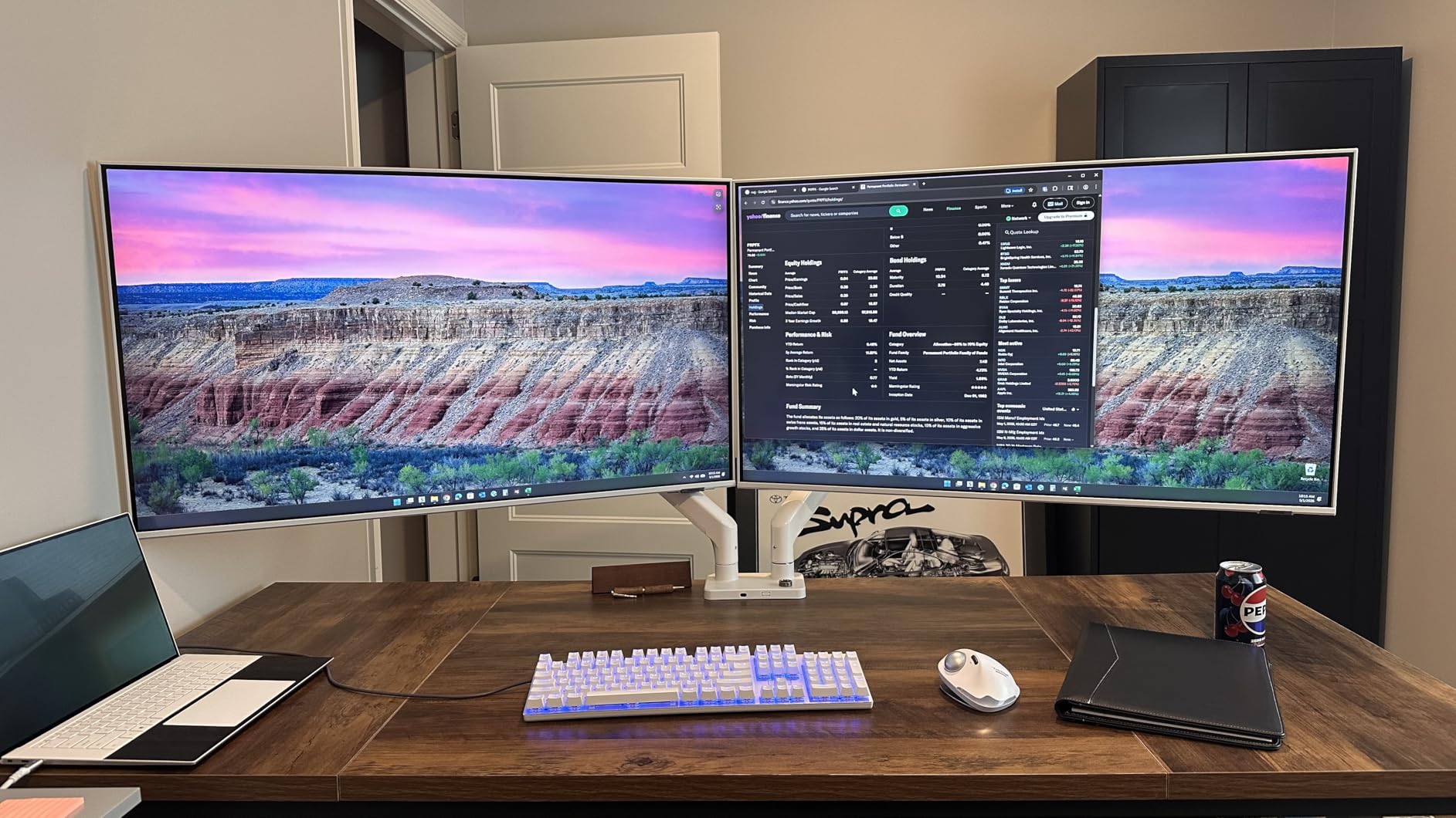 VIVO Premium Aluminum Heavy Duty Dual Monitor Arm for Ultrawide Monitors up to 40 inches and 30 lbs Each, Desk Mount Stand, Pneumatic Height, Max VESA 100x100, Black, STAND-V220Q customer photo 1