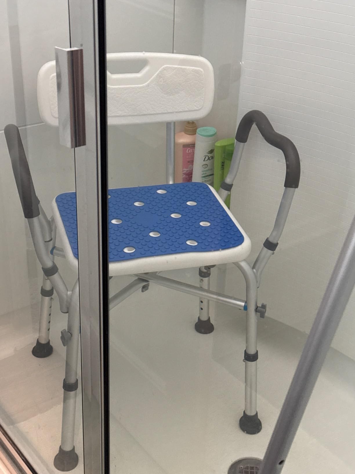 KingPavonini Sliding Shower Chair Tub Transfer Bench, 550 LB Heavy Duty | 360° Swivel Shower Seat, 3-Position Glide, 2mm Flat Frame, Adjustable Height & Backrest, Non-Slip Feet for Elderly Disabled customer photo 1