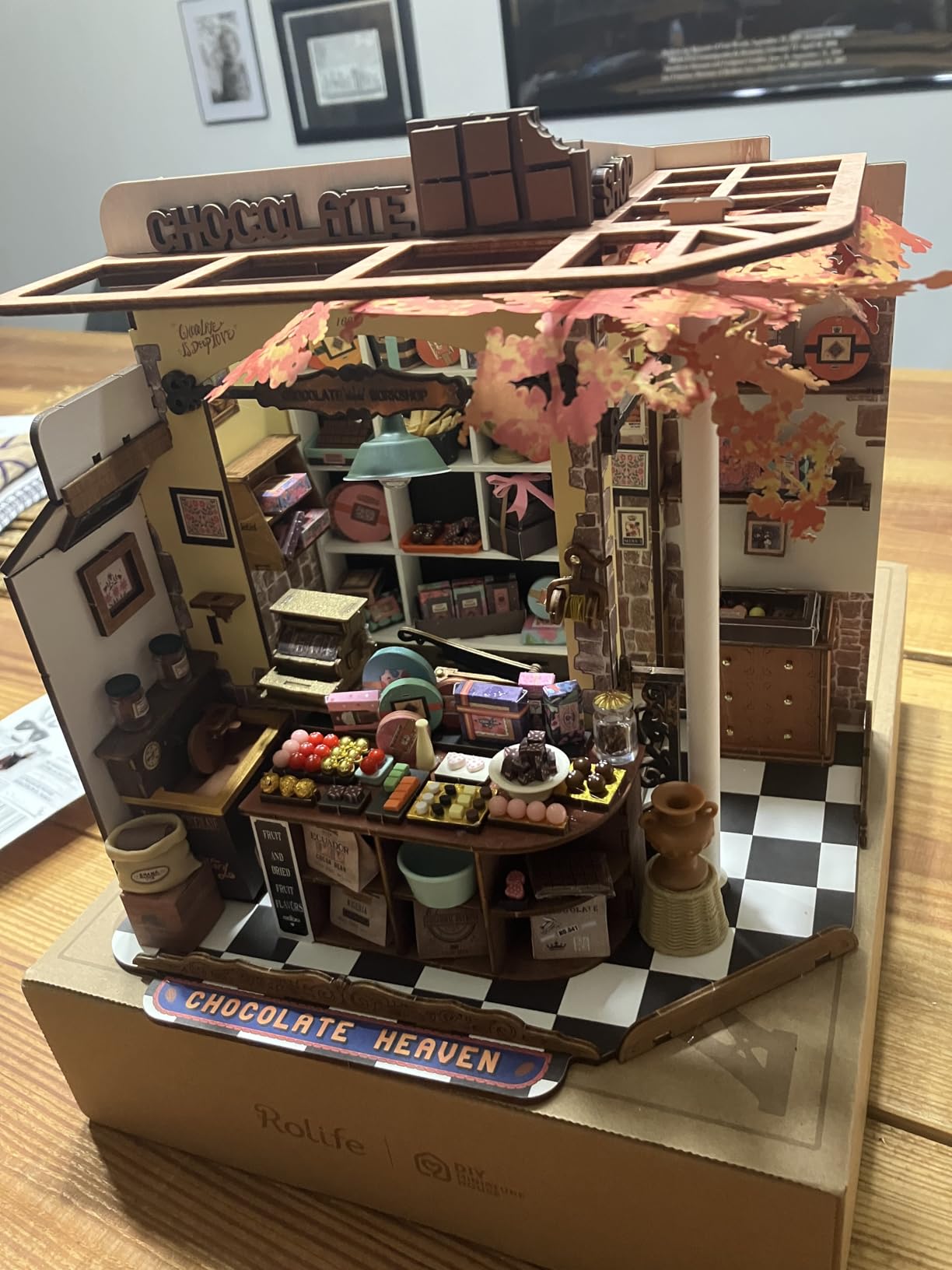 Henry's Chocolate Shop DIY Miniature Dollhouse Kit Gift for Adults | 1:18 Scale Tiny House with LED Light, Wooden 3D Puzzle Model Kit, Diorama Craft Set for Home Decor Display customer photo 1