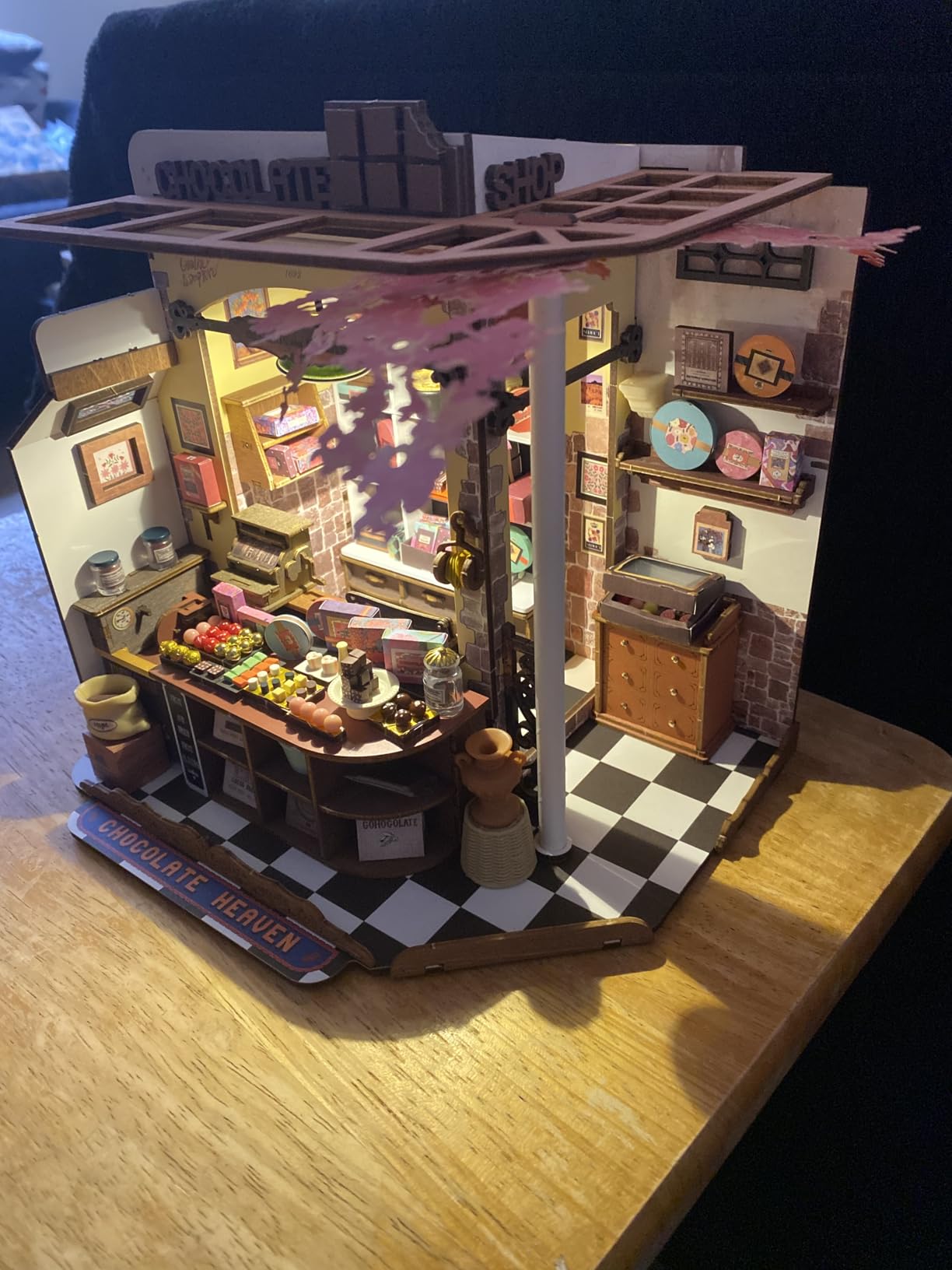 Henry's Chocolate Shop DIY Miniature Dollhouse Kit Gift for Adults | 1:18 Scale Tiny House with LED Light, Wooden 3D Puzzle Model Kit, Diorama Craft Set for Home Decor Display customer photo 2