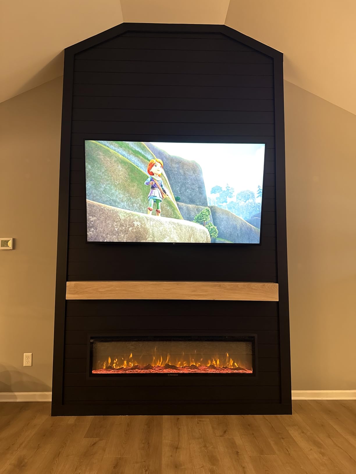 Westinghouse 74 Inch Electric Fireplace Heater, Compatible with Alexa & Google Home, Wall Mount or in-Wall Recessed Fireplace Insert, 24 Hour Timer, Color Changing Flames, 750W/1500W Indoor Heater customer photo 2