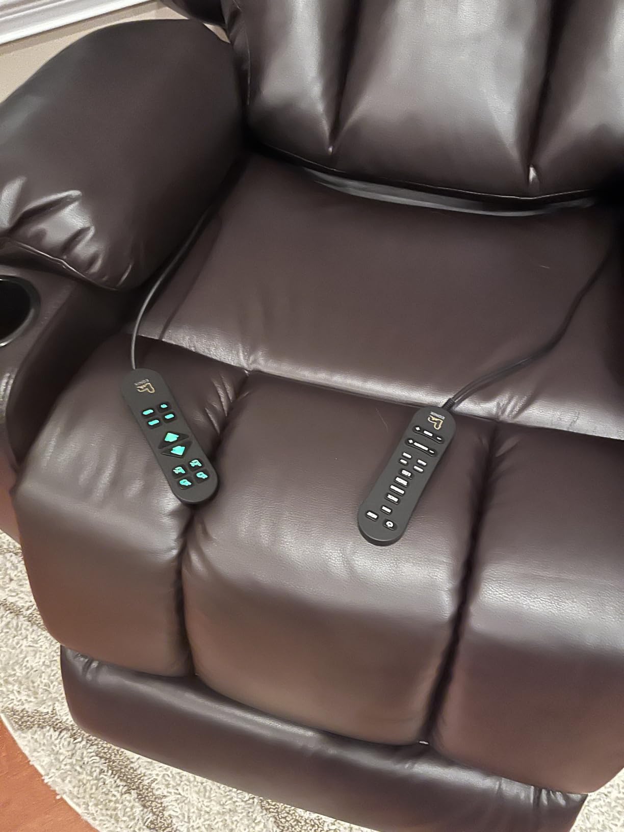 EONIX Dual Motor Oversized Power Lift Recliner Chair for Elderly, 400lbs Heavy Duty Faux Leather Recliner with Massage and Heat, Big and Tall Lay Flat Lift Chair with Cup Holders, SLRY006, Dark Brown customer photo 1