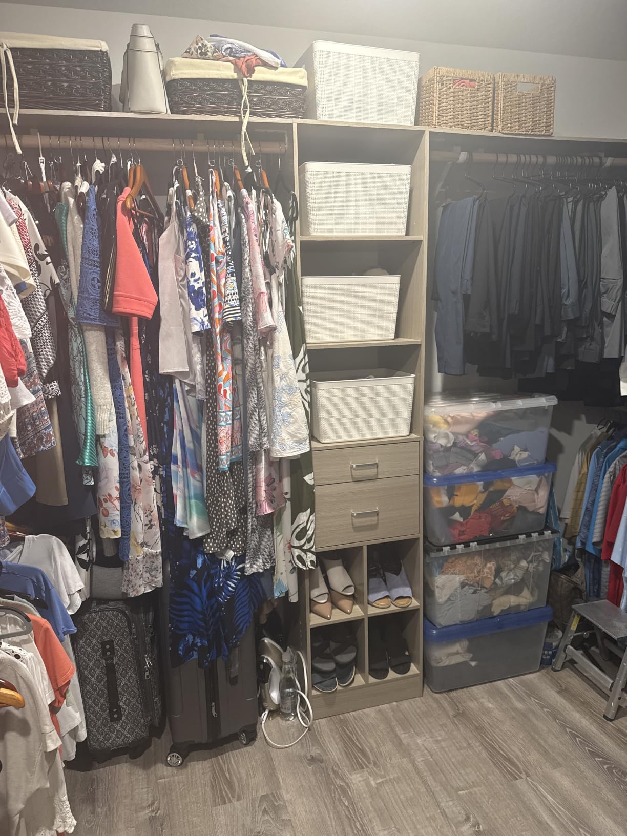 5FT Small Closet System, Baby Closet Organizer System with Wooden Drawers, 60 Inches Walk In Closet System With 5 Hanging Rods and 3 Reversible Hanging Shelving, White customer photo 2