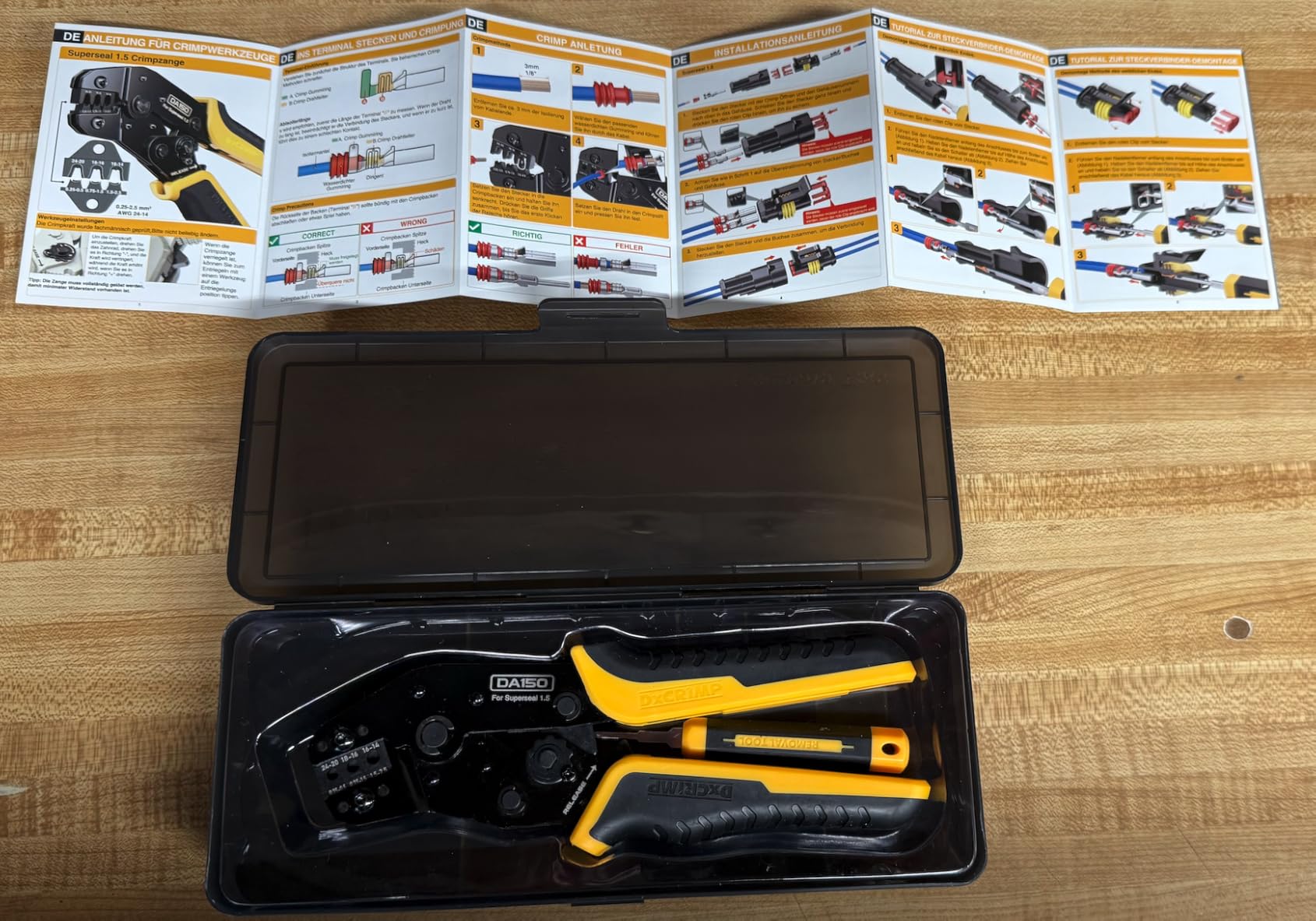 Waterproof Automotive Electrical Connectors Crimping Tool Kit, 1/2/3/4 Pin Waterproof Plugs, Ratchet Crimper for 24-14 AWG Wires, Includes Removal Tools for Car, Truck, RV, Boat Wiring Harness customer photo 2