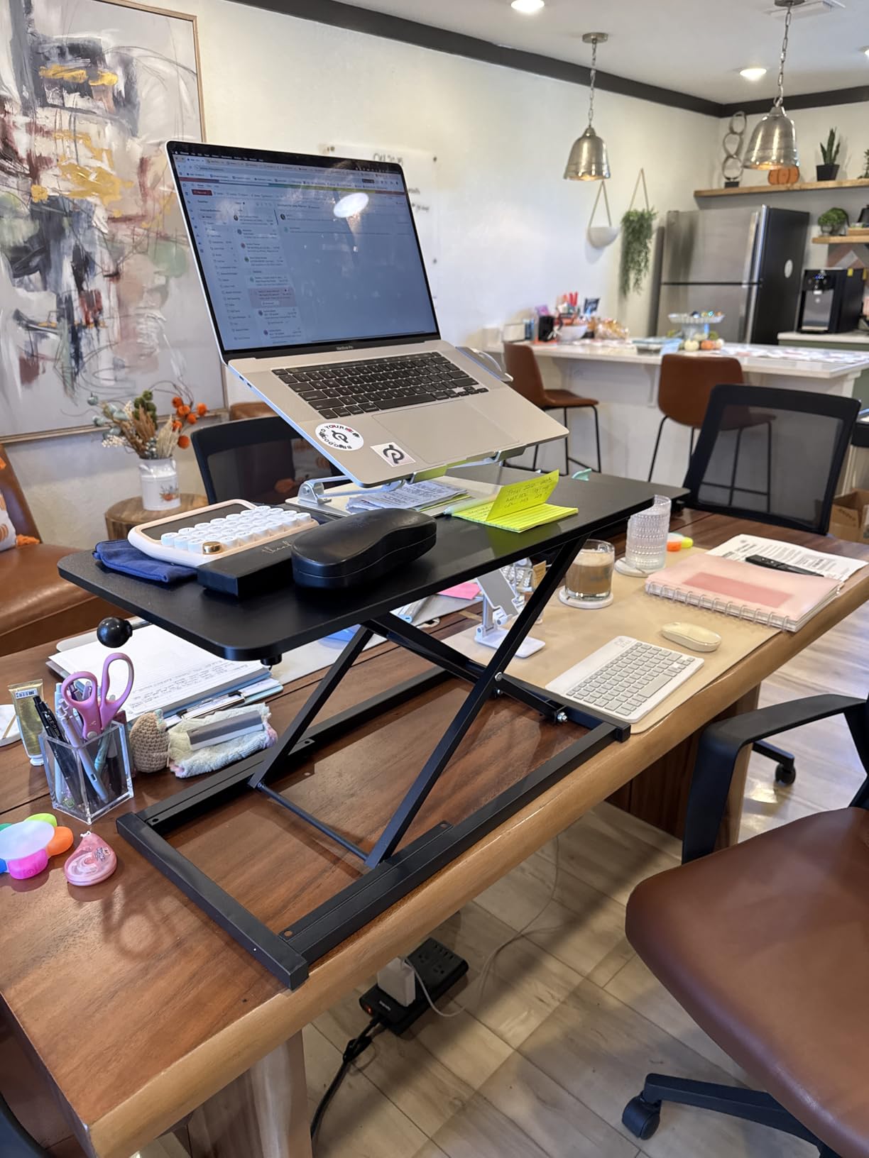 VebaCidi Height Adjustable Sit to Stand Desk Riser, Compact Standing Desktop Converter for Monitor or Laptop, Black customer photo 2