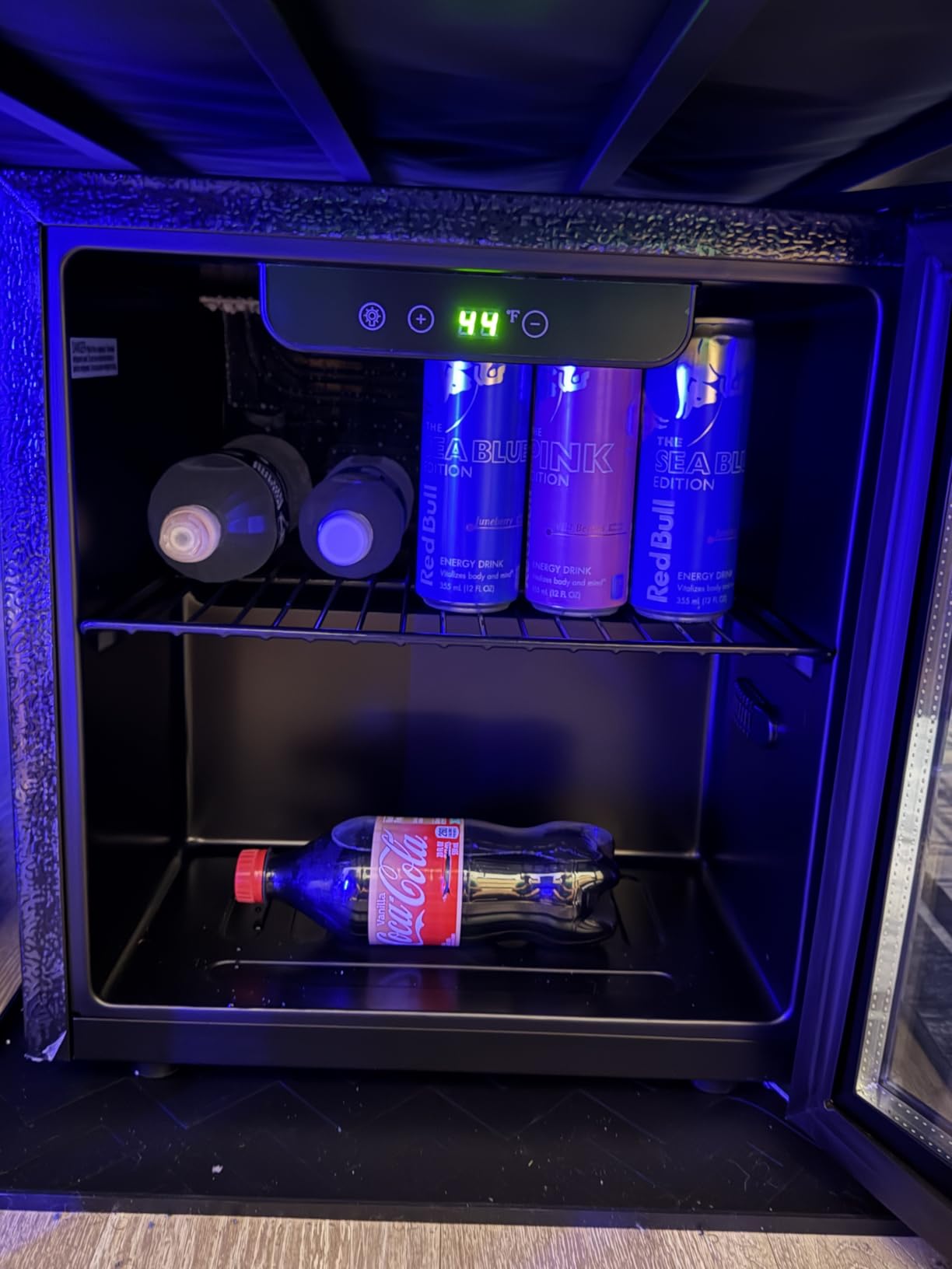 Feelfunn 24 Can Beverage Refrigerator, Mini Fridge, Black | 40-61°F, Whisper-Quiet ≤38dB, Fast Even Cooling, Removable Shelf, for Soda, Beer, Wine. Fits Office, Dorm, Bedroom, Home Bar customer photo 1