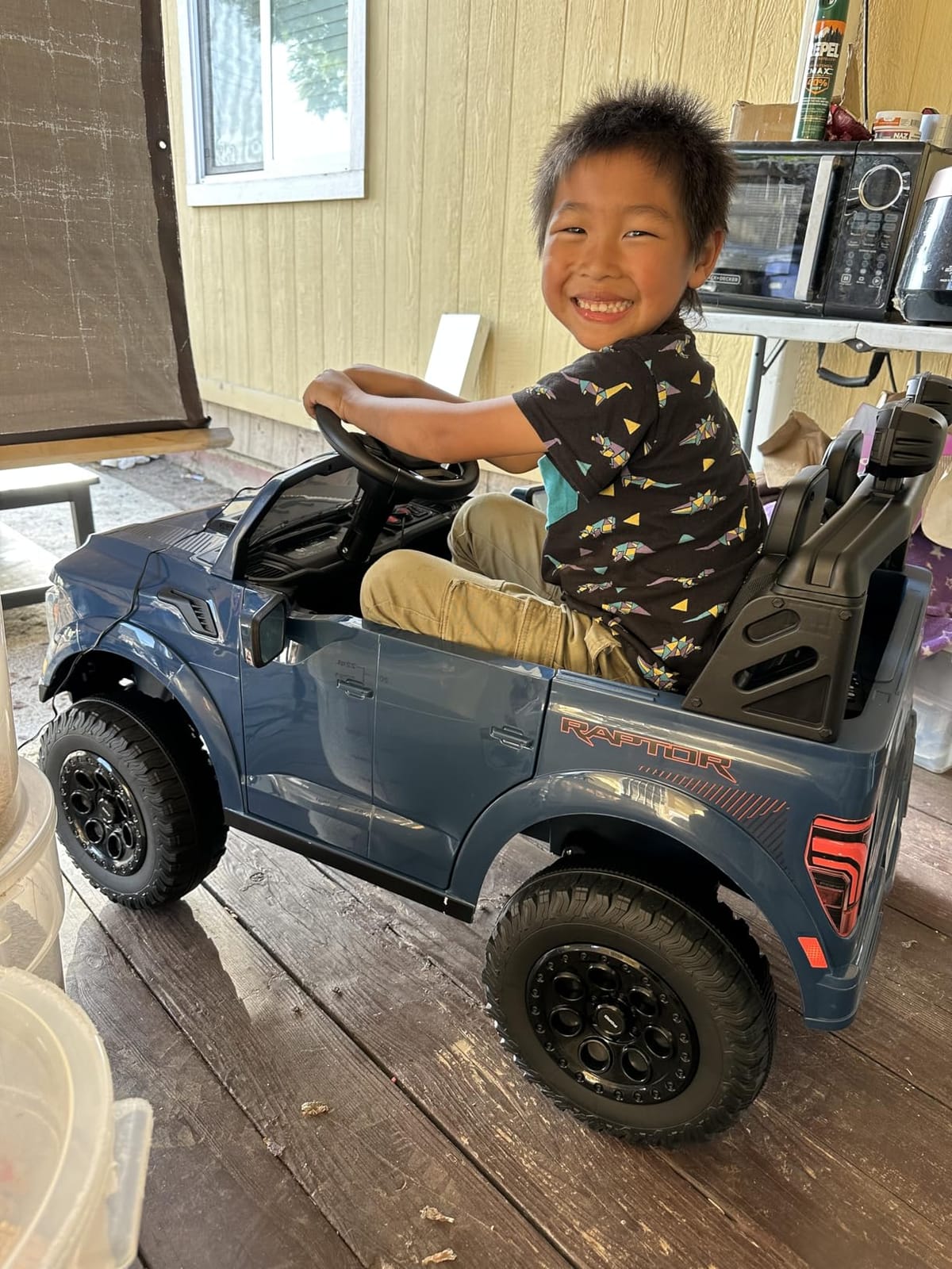 First Ride On Licensed Ford F-150 Raptor 2 Seater Ride on Car for Kids, 24 Volt Ride on Toys for Boys w/Remote Control, Kids Electric Car w/LED Lights, Bluetooth, Truck Bed Storage, Soft Start (Blue) customer photo 2