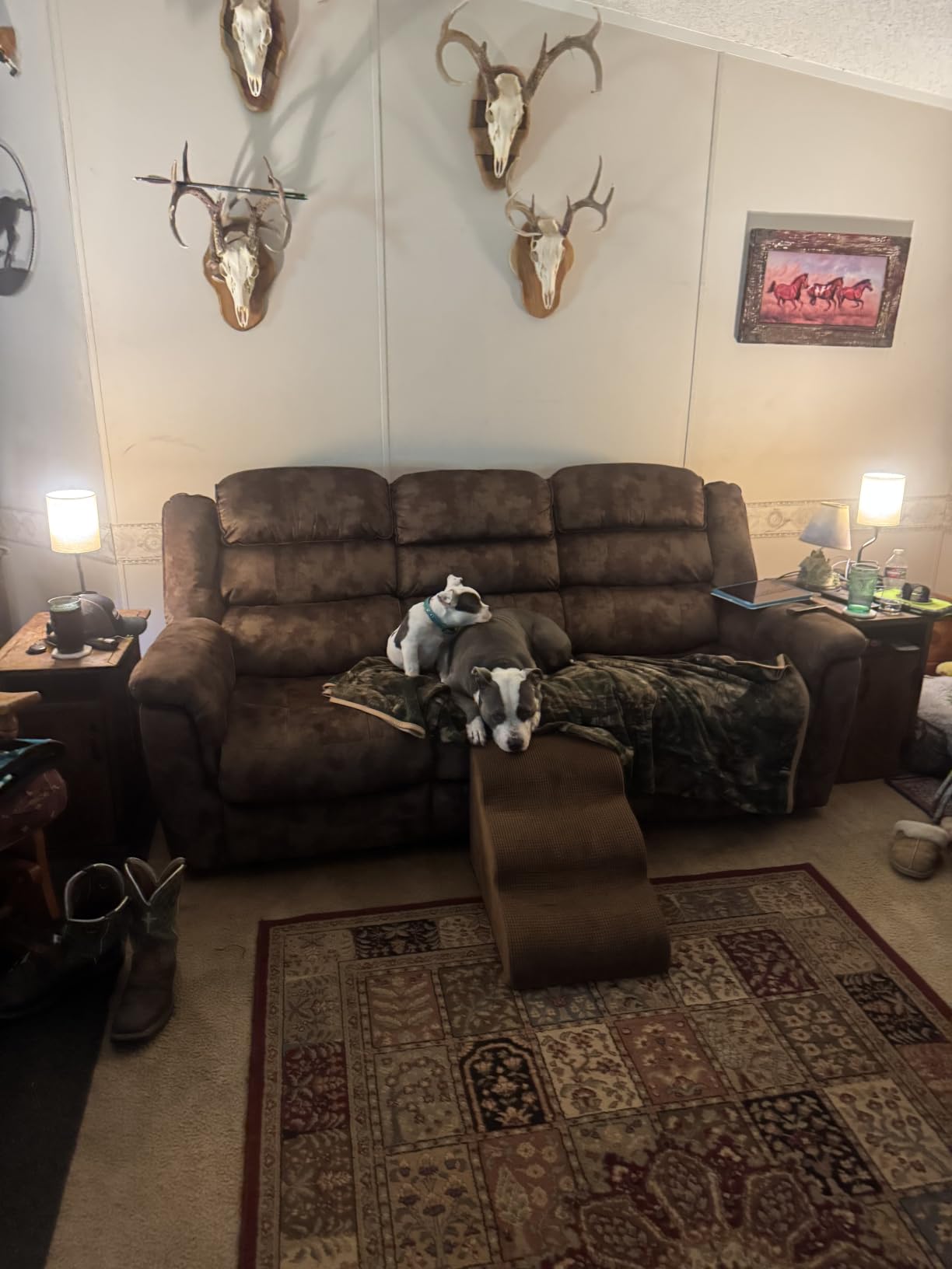EBELLO Manual Recliner Chair, Soft Fabric Recliner Sofa with Overstuffed Armrest and Backrest for Living Room, Bedroom, Brown customer photo 1