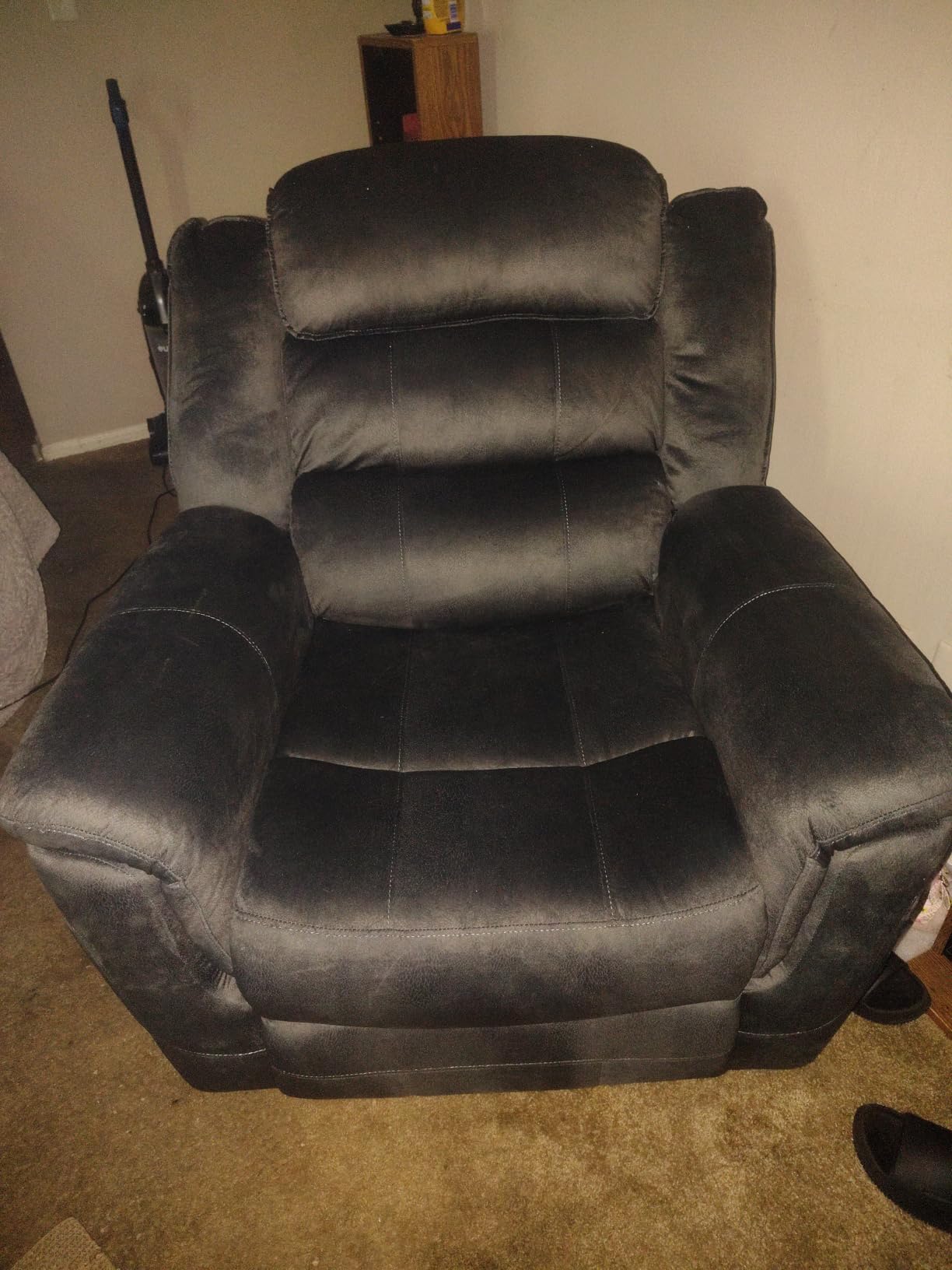 EBELLO Manual Recliner Chair, Soft Fabric Recliner Sofa with Overstuffed Armrest and Backrest for Living Room, Bedroom, Brown customer photo 2