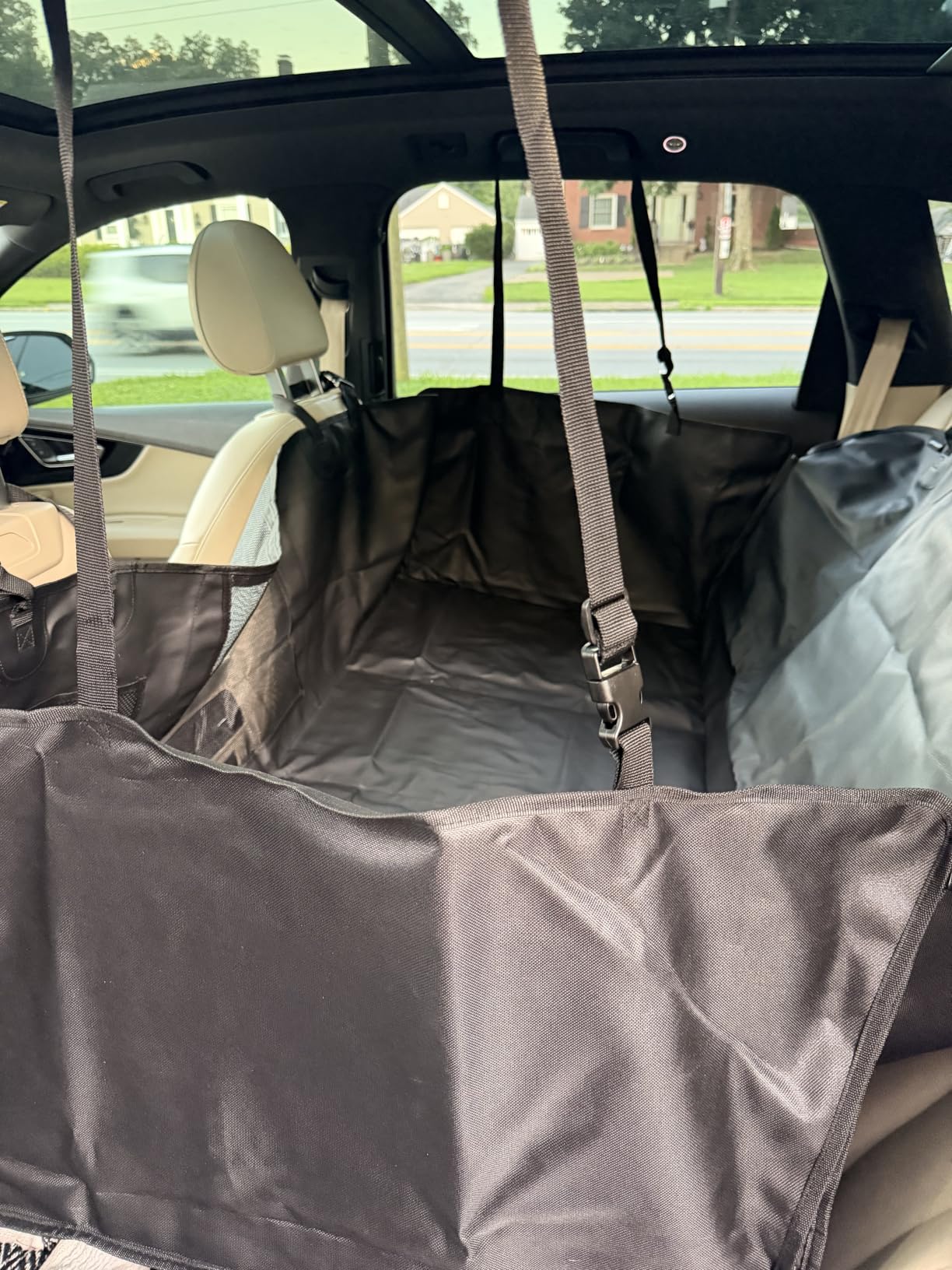 URPOWER Hard Bottom Dog Car Seat for Back Seat, Waterproof Hammock | Passenger-Friendly, Child Seat Compatible, 3-Sided Hard Boards, 200 lbs Support, 40% More Space, Waterproof, Mesh Window customer photo 2