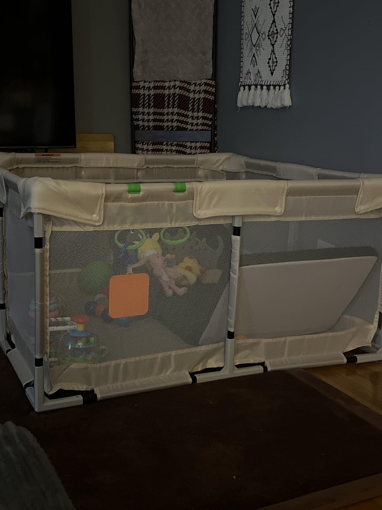 Uanlauo Beige Small Baby Playpen - 47x47in Playpen for Babies and Toddlers, Safe Indoor Play Pen, Baby Pen with Storage Bag and Breathable Mesh customer photo 1