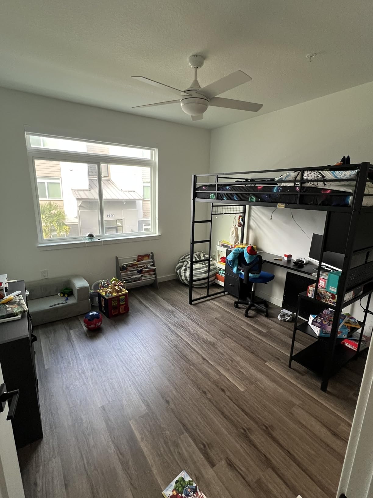 ADORNEVE Twin Size Loft Bed with Gaming Desk, RGB Hutch, Black | Expanded Safety Power Outlet, 3 Drawers, Shelves & Pegboard, Metal Loft Bed Frame with RGB Light, Space Saving for Teens customer photo 1