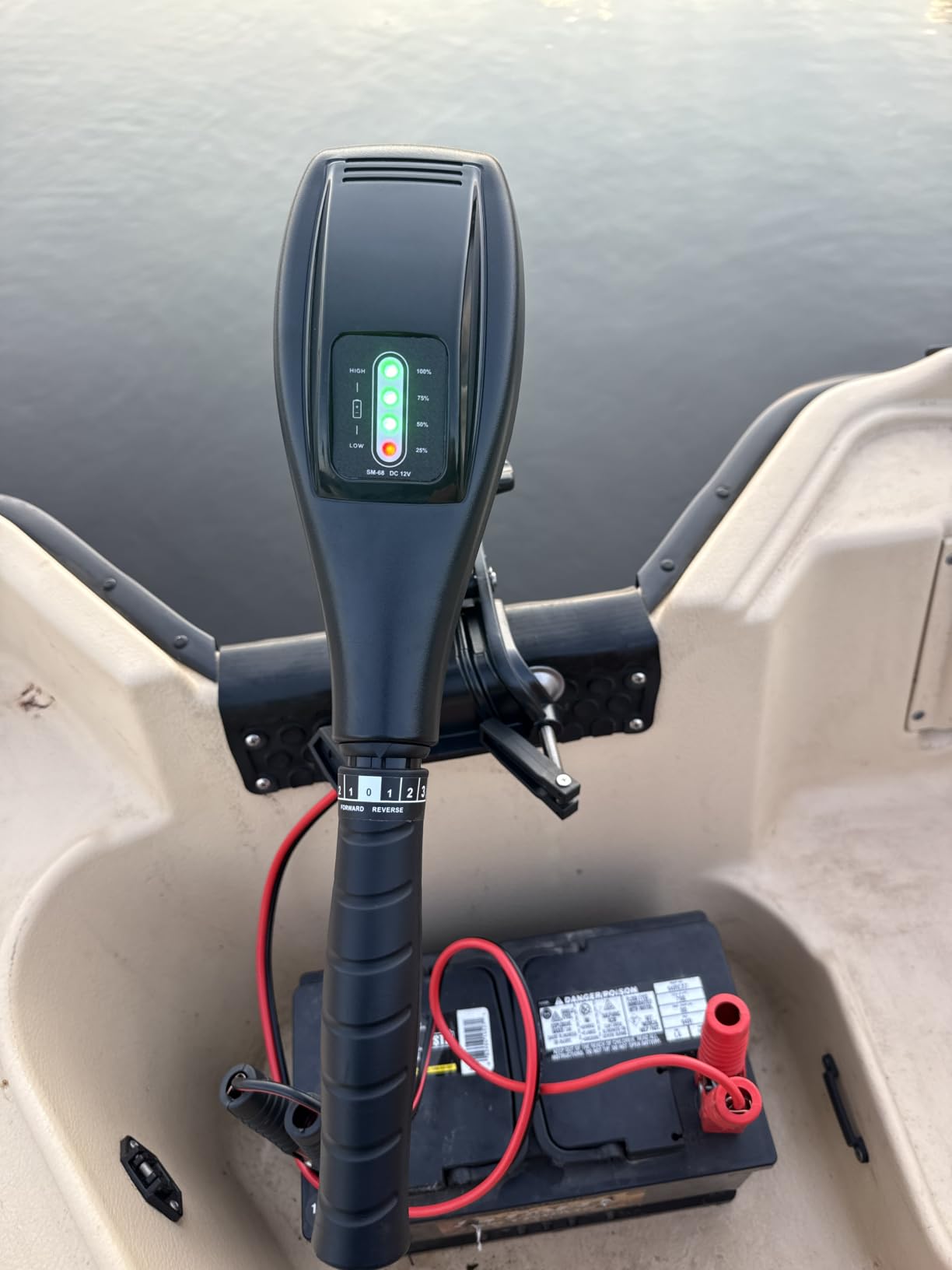 68LB Thrust Trolling Motor 8 Speed Electric Outboard Motor Boat Kayak Motor with 6'' Adjustable Handle 30'' Shaft Length & LED Indicator Transom Mounted for Kayak, Fishing Boat customer photo 1