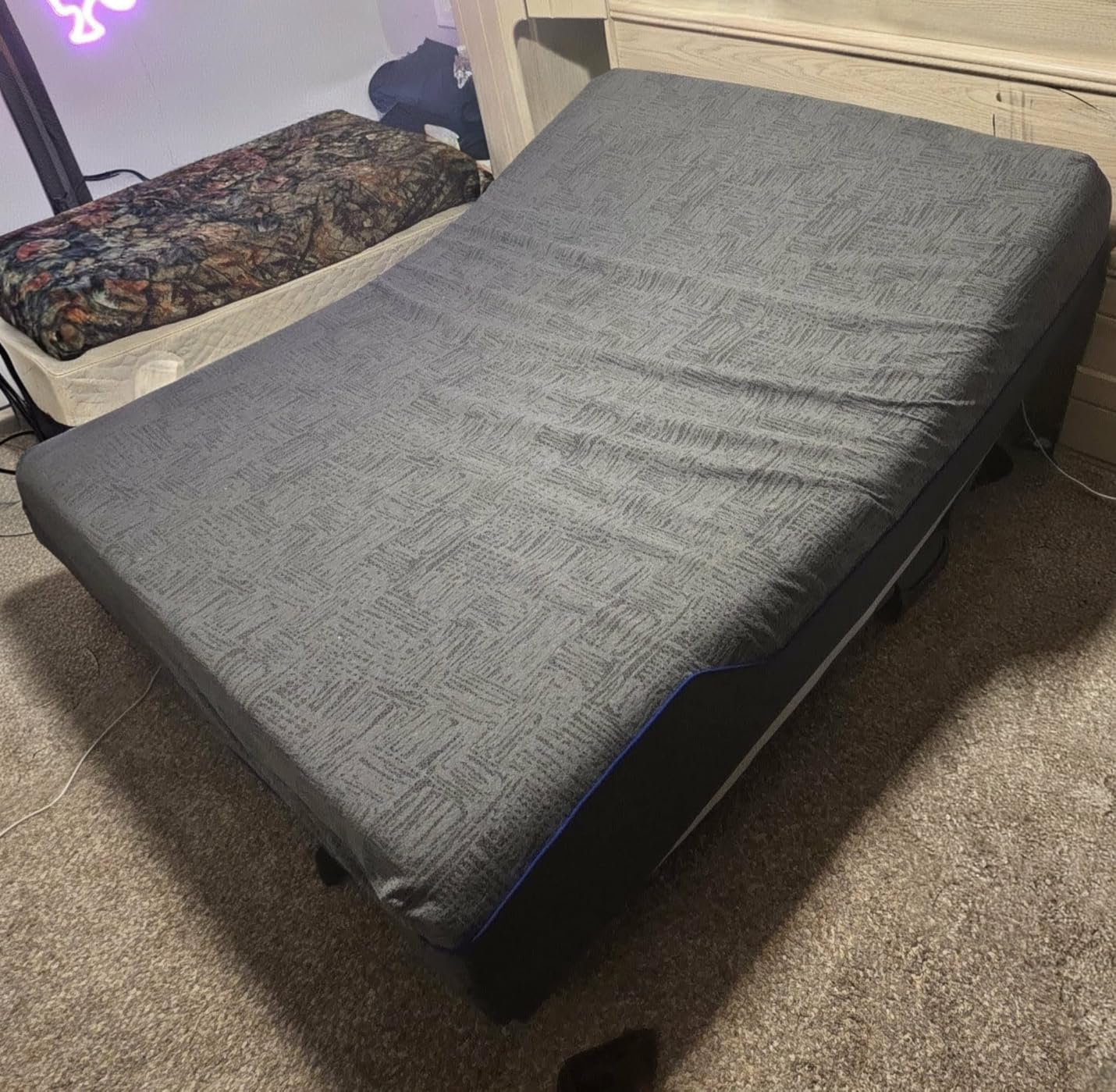 Amada Split King Adjustable Bed Frame and 14 Inch Cooling Gel Memory Foam Mattress Set, Massage, Head & Foot Incline, Wireless Remote, USB Ports, LED Night Light, Medium Firm Support customer photo 1