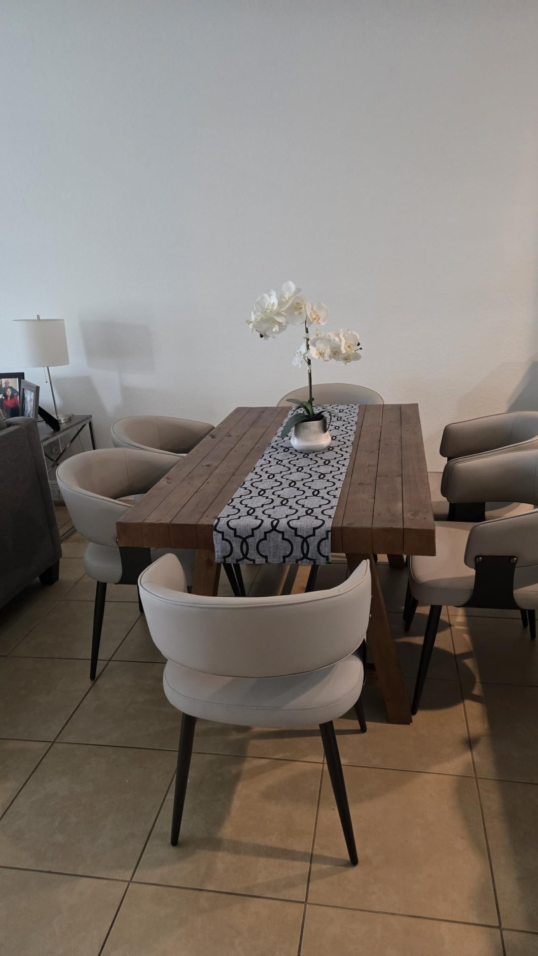 Rustic Dining Table for 4-6 People, 59 Farmhouse Rectangular Kitchen Table, Reclaimed Solid Wood Dining Room Table with Trestle Base for Kitchen/Dining Room, Home Office, Rustic Brown customer photo 1