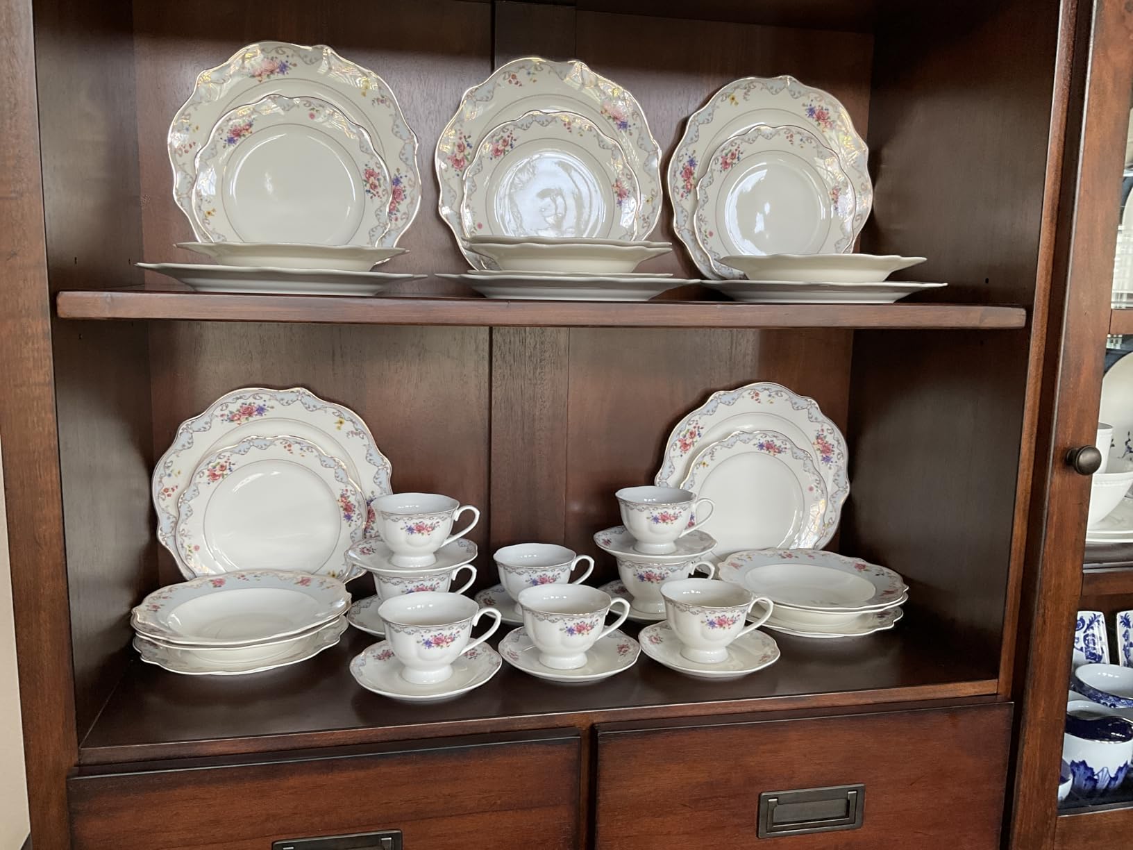 Joseph Sedgh Collection Romantic Bloom Bone China Dinnerware Set, 57-Piece | Service for 8, Premium Ash Bone China, Dishwasher Safe customer photo 2
