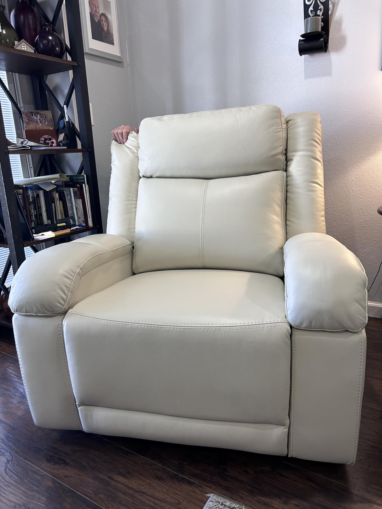 Watson & Whitely Genuine Leather Wall Hugger Power Recliner, Cafe | Recliner Chair for Adults, Power Headrest, USB/Type-C Charging Ports, Electric Reclining Sofa Chair for Living Room, RV customer photo 2