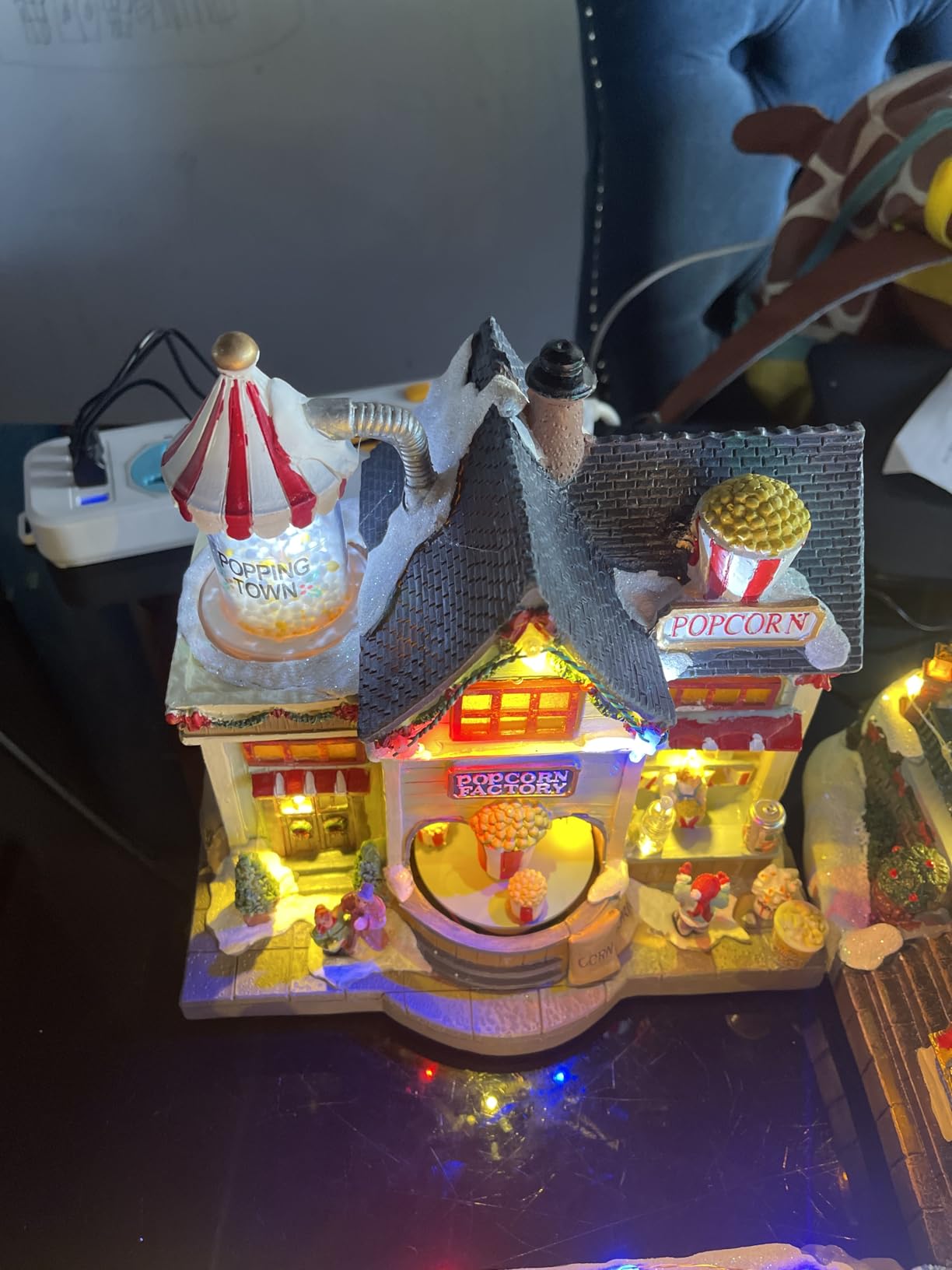 Christmas Village Sets 9 Inch Animated Moving Christmas Tree Train USB/3AA Batteries Music Village House Indoor Decoration Xmas Town Houses for Holiday Decor customer photo 2