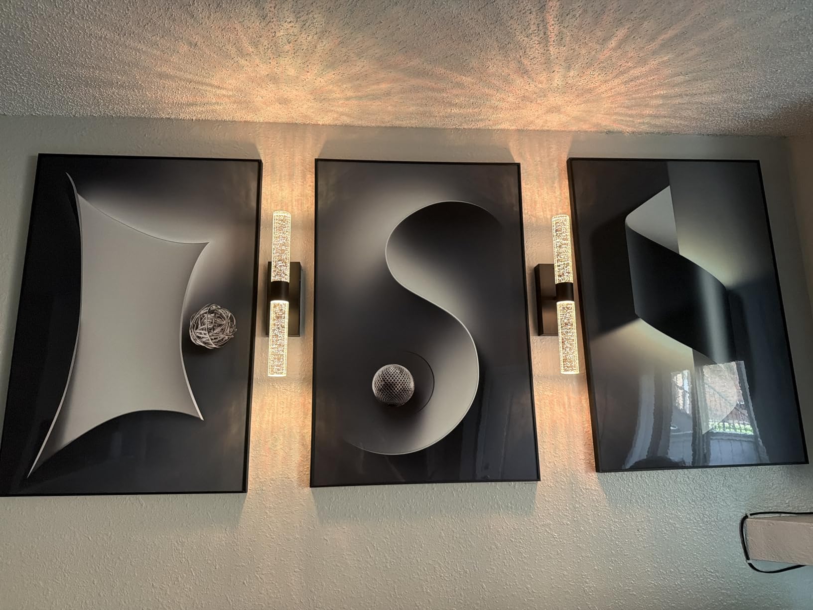 Framed Abstract Modern Black and White Wall Art for Living Room, 24x36 Inch | Large, 3 Piece, Gray, Luxury painting prints, Elegant artwork, Bright style, Dining room wall decor, Hallway office picture customer photo 1